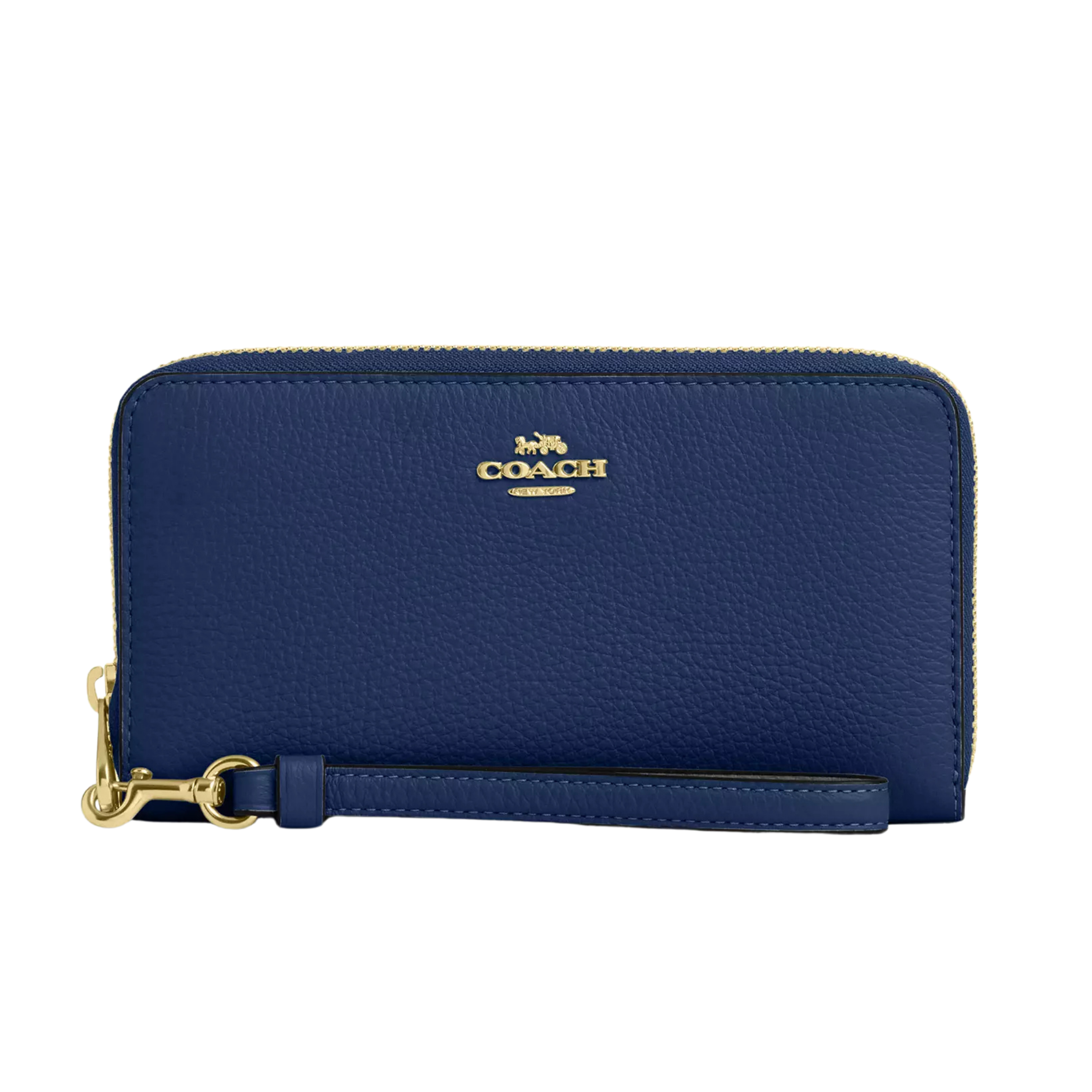 Coach Women Long Zip Around Wallet - Gold Deep Blue