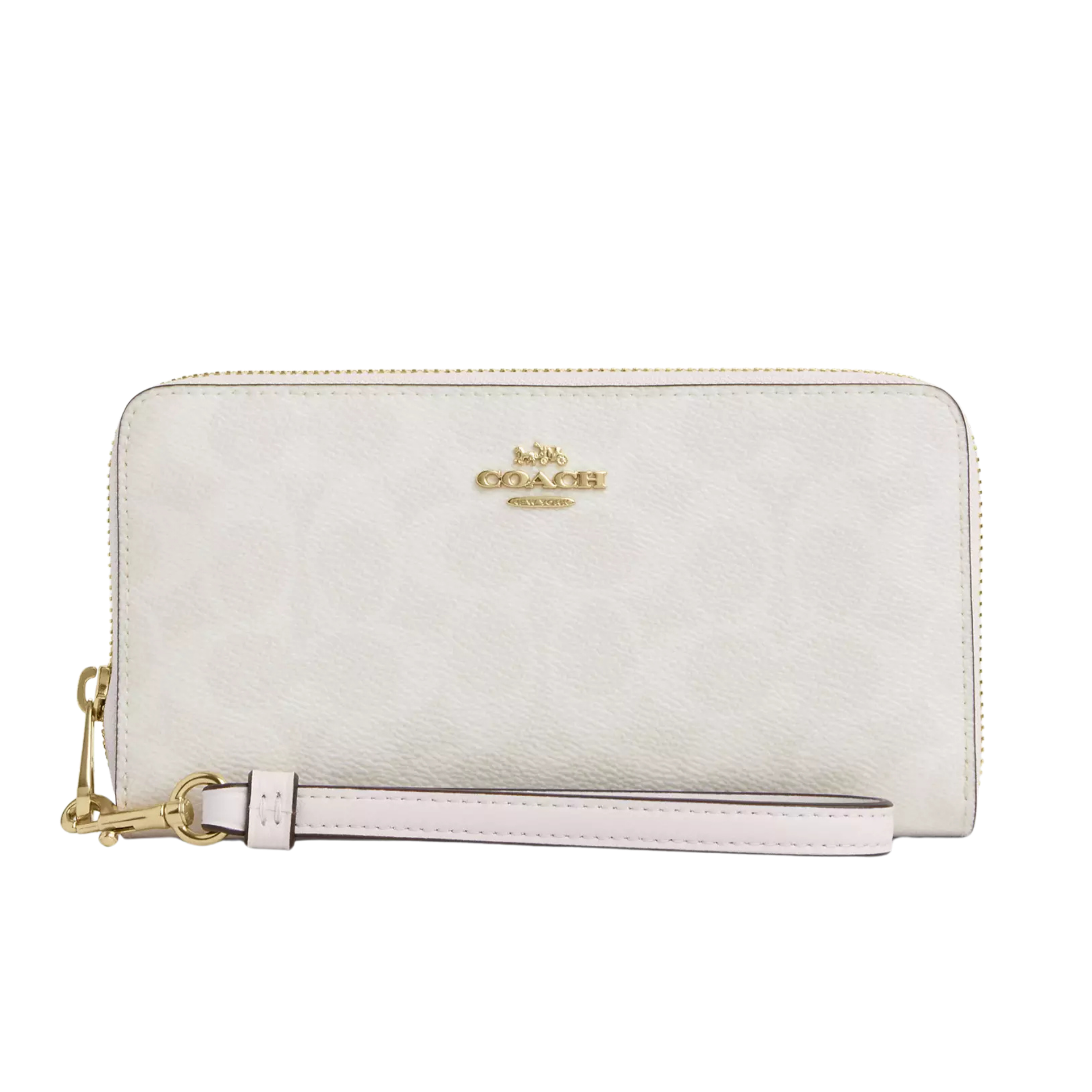 Coach Women Long Zip Around Wallet - Gold White Chalk