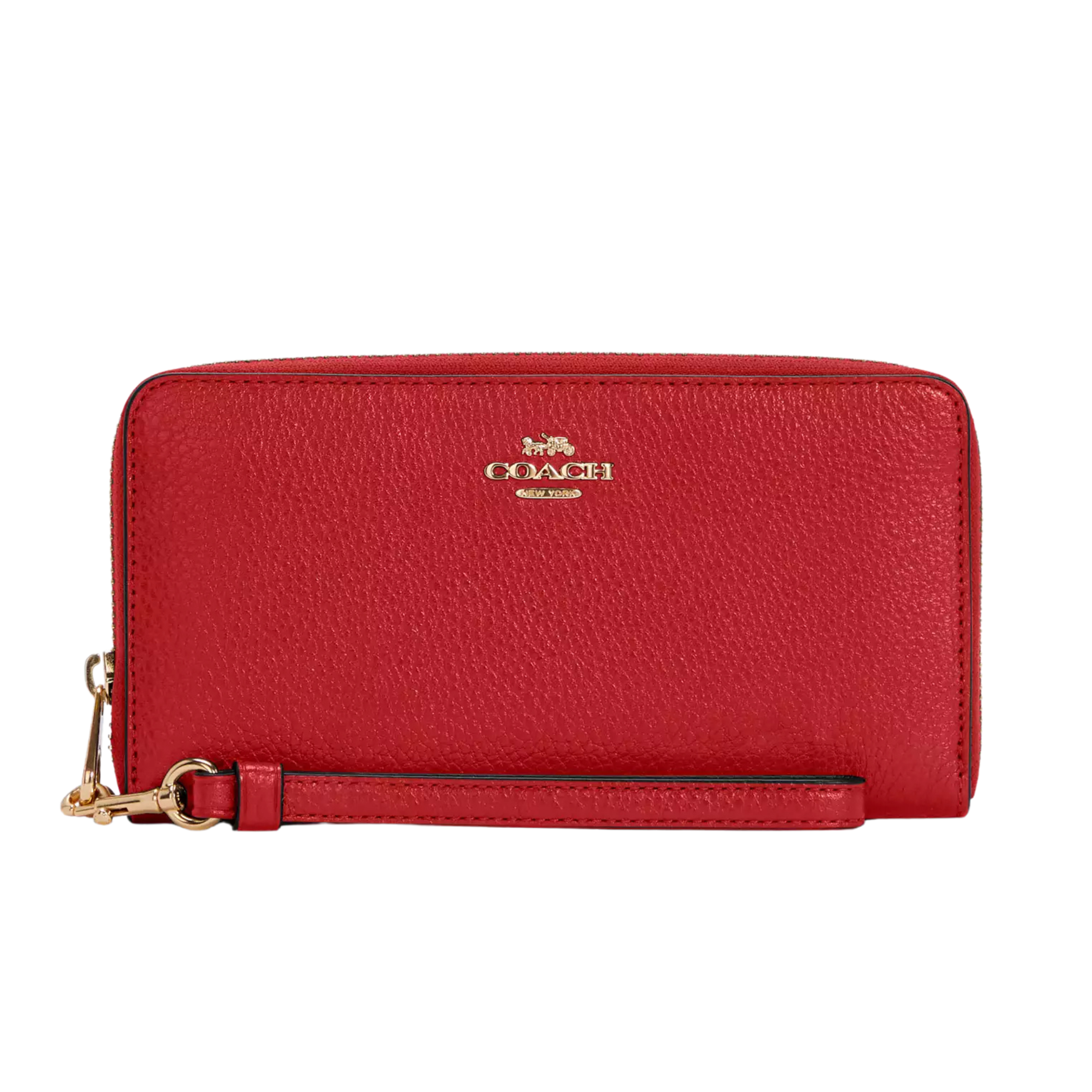 Coach Women Long Zip Around Wallet - Gold True Red
