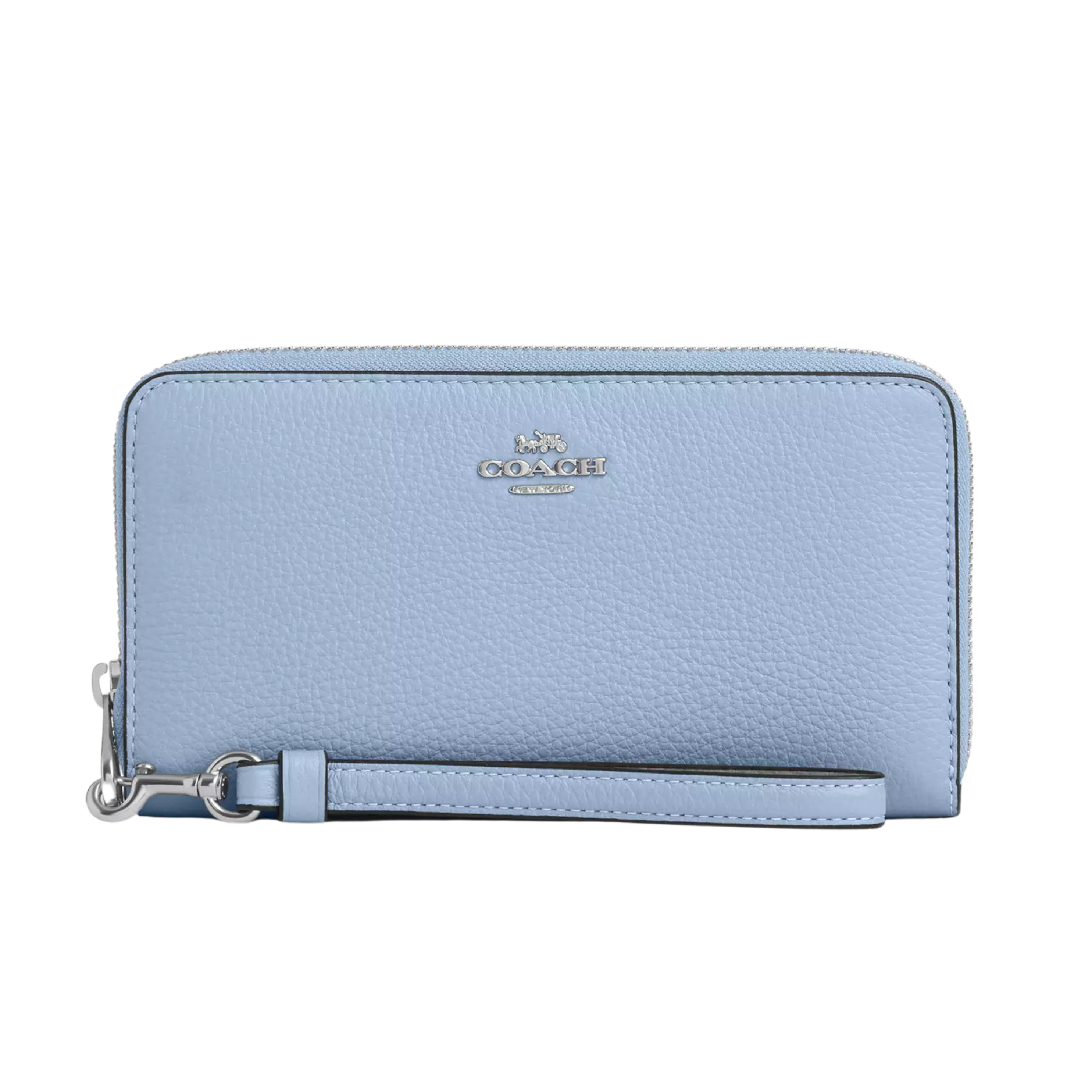 Coach Women Long Zip Around Wallet - Silver Blue