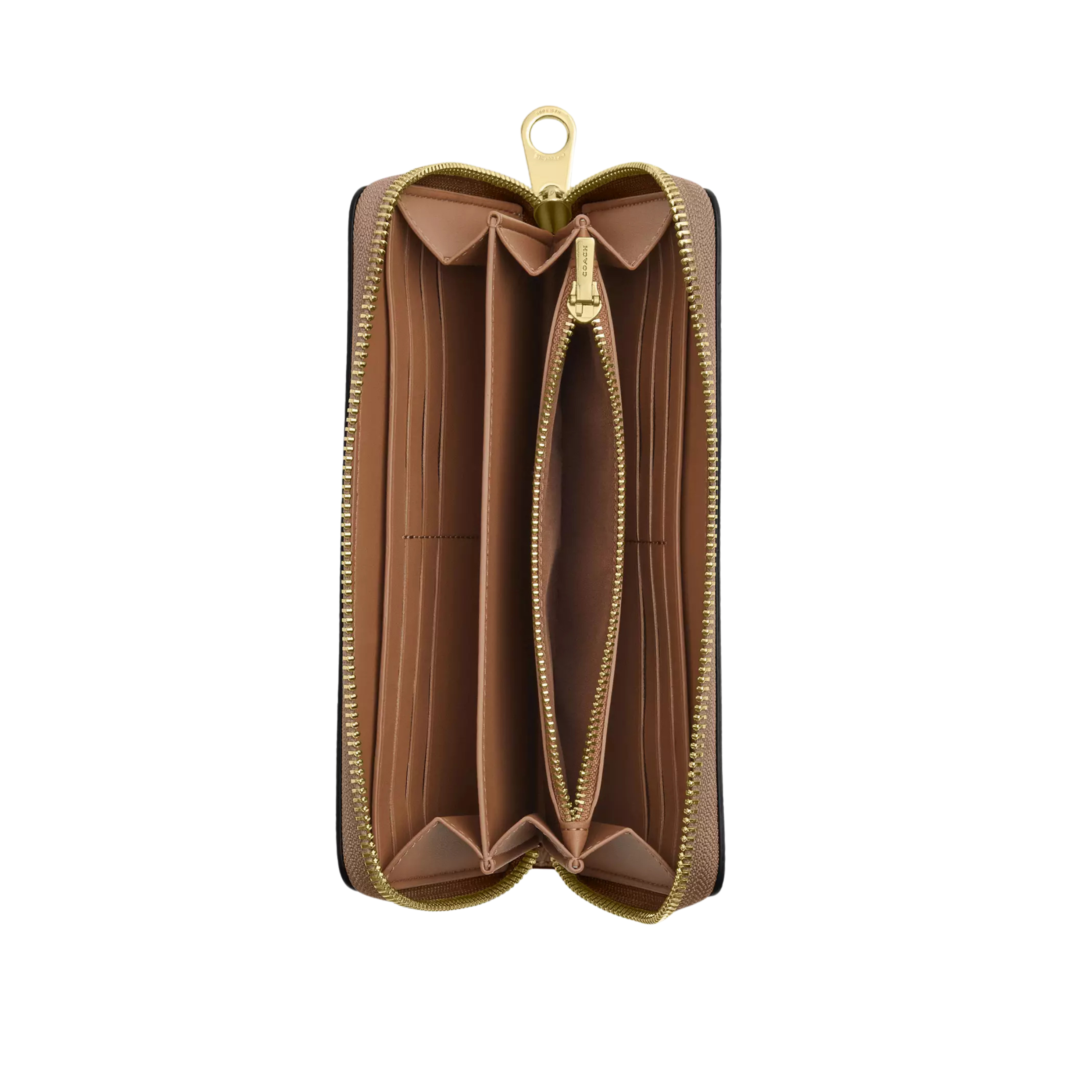 Coach Women Long Zip Around Wallet - Gold Tan Brown