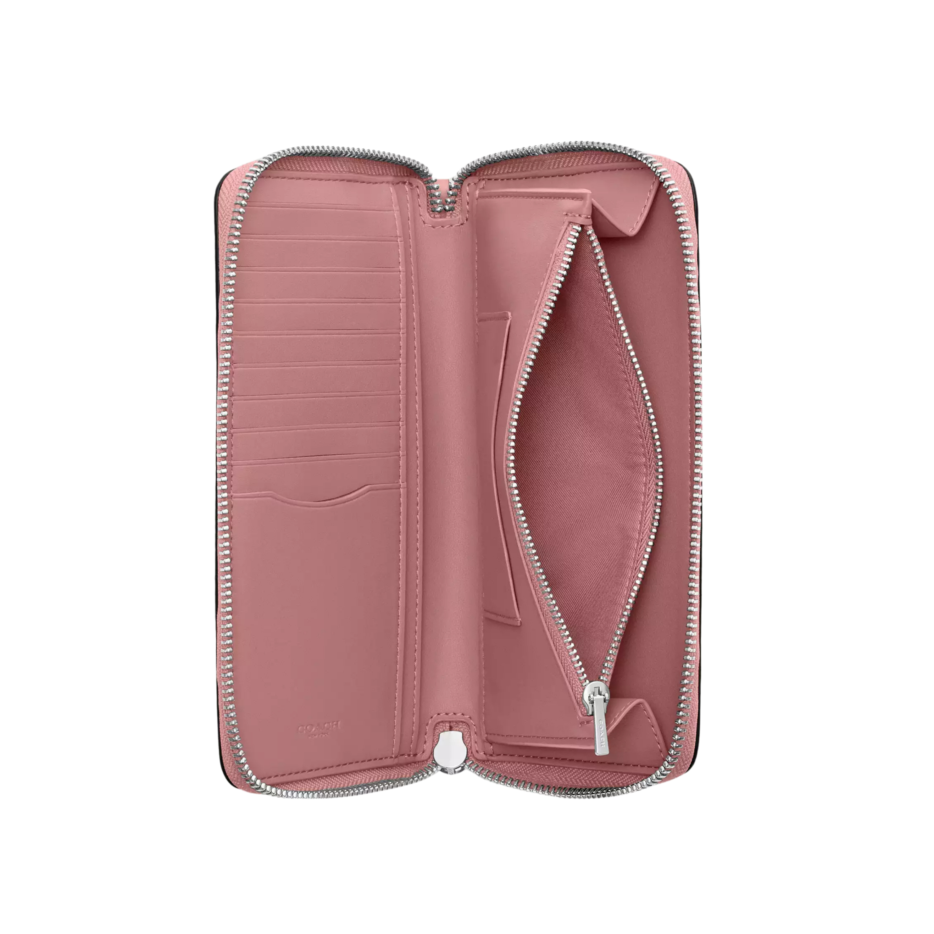 Coach Women Long Zip Around Wallet With Detachable Card Case - Tan Dusty Pink