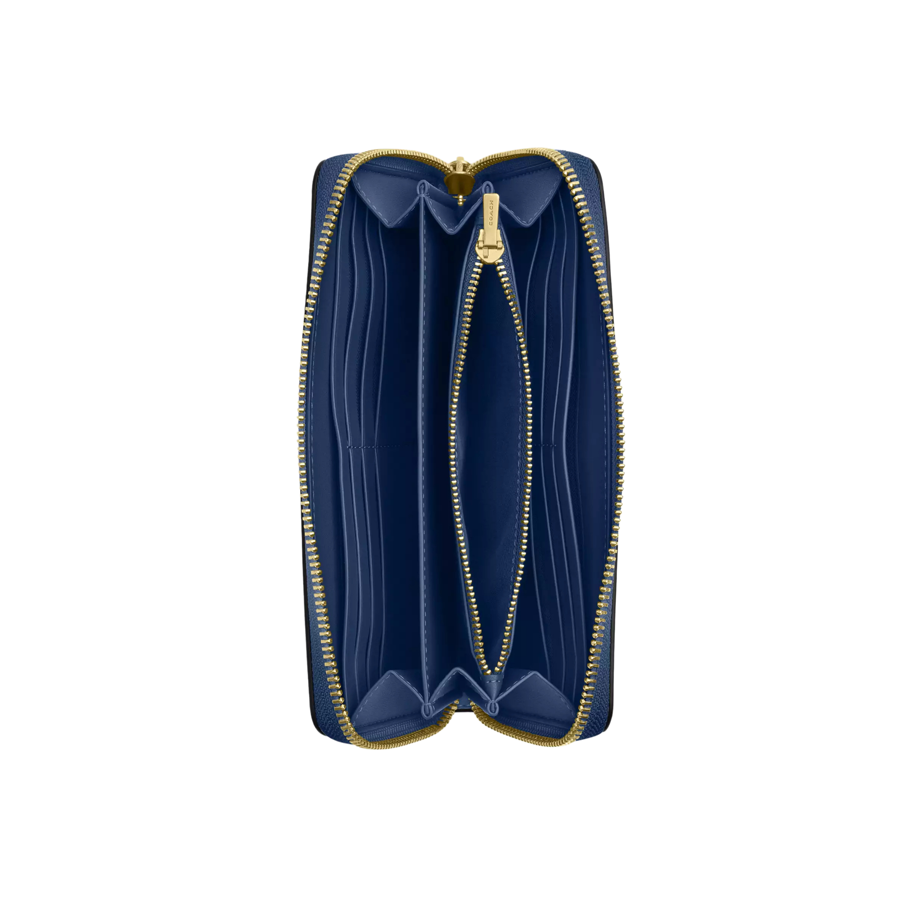 Coach Women Long Zip Around Wallet - Gold Deep Blue