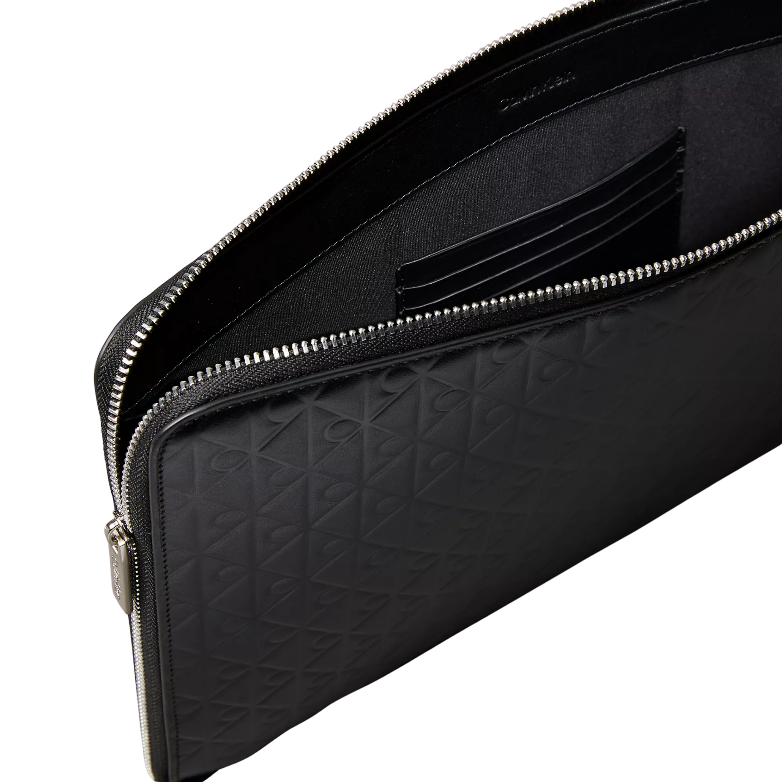 Calvin Klein Men Allover Emblem Logo Zip Pouch - Black