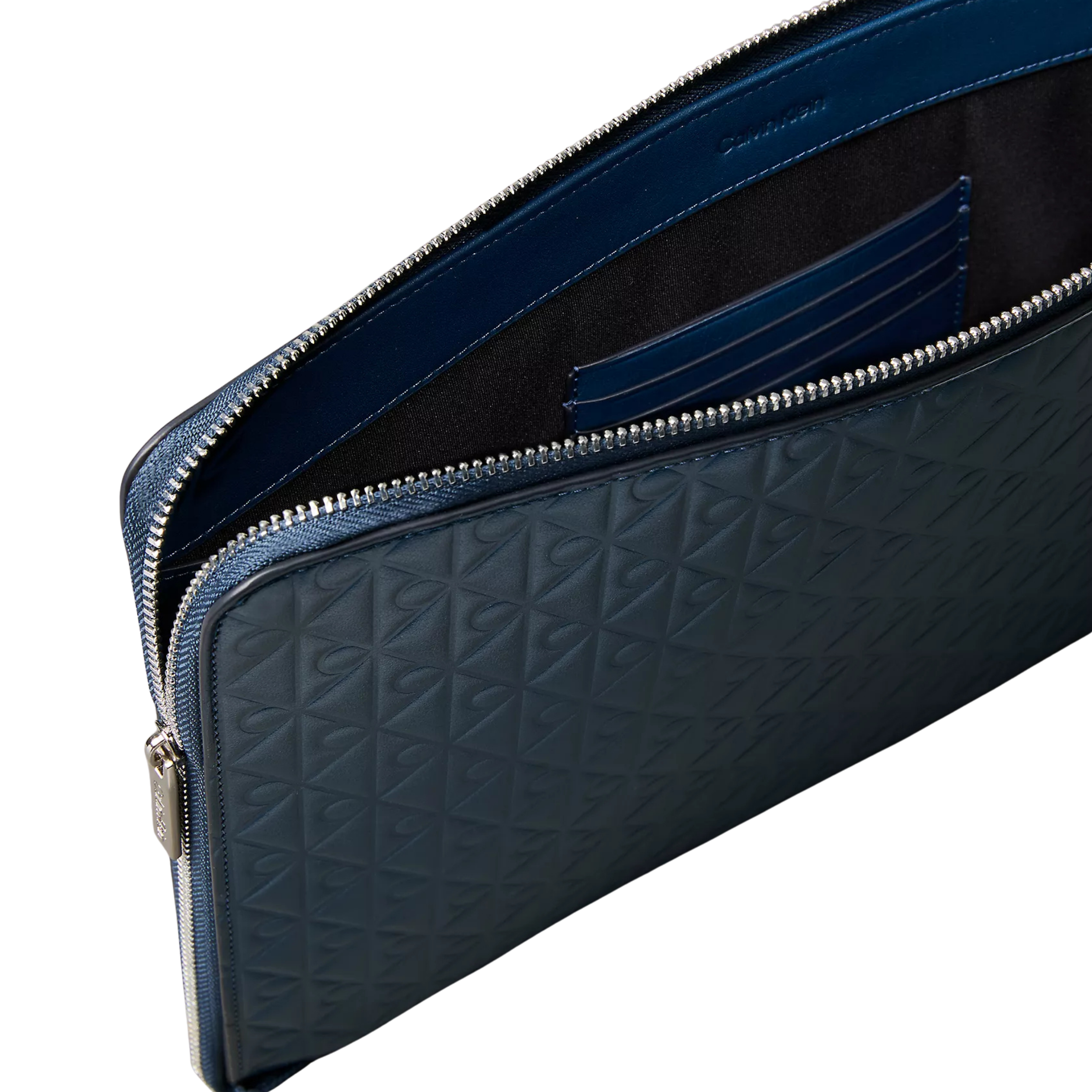 Calvin Klein Men Allover Emblem Logo Zip Pouch - Moonlit Ocean
