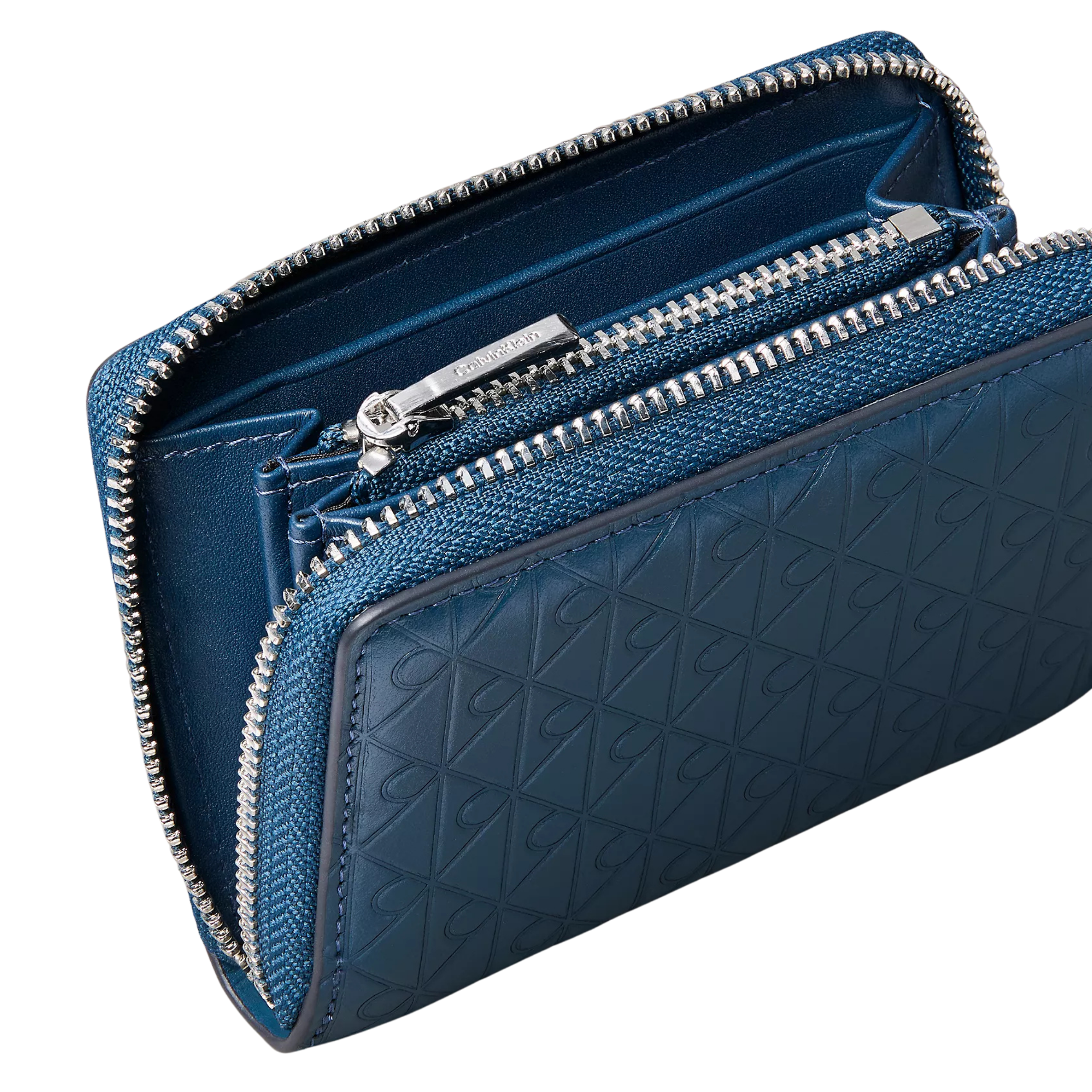 Calvin Klein Men Embossed Allover Monogram Zip Coin Pouch - Moonlit Ocean