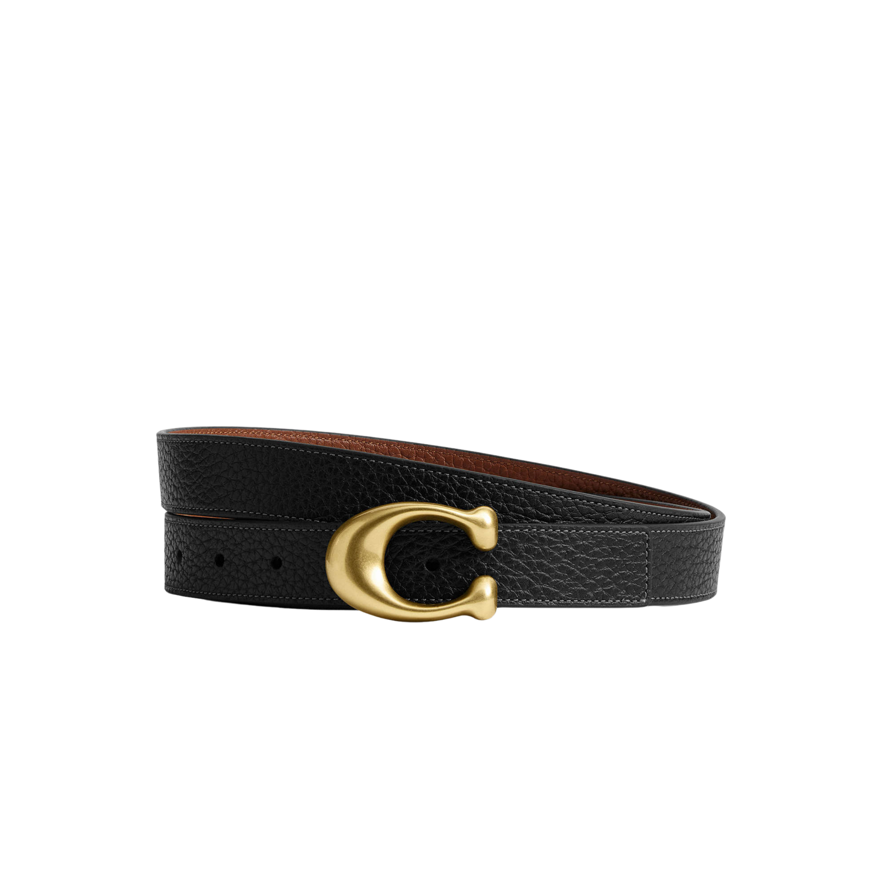 Coach Women Sculpted C Buckle Reversible Belt 25 Mm - Brass Black Redwood