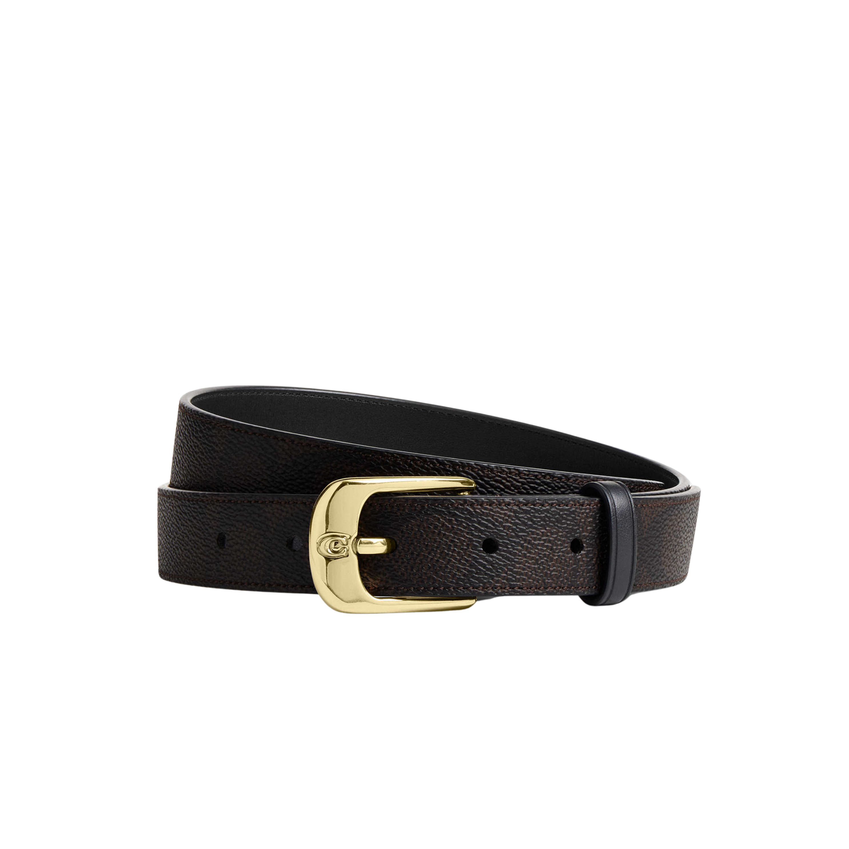 Coach Women C Harness Buckle Belt 25 Mm - Gold Walnut Black