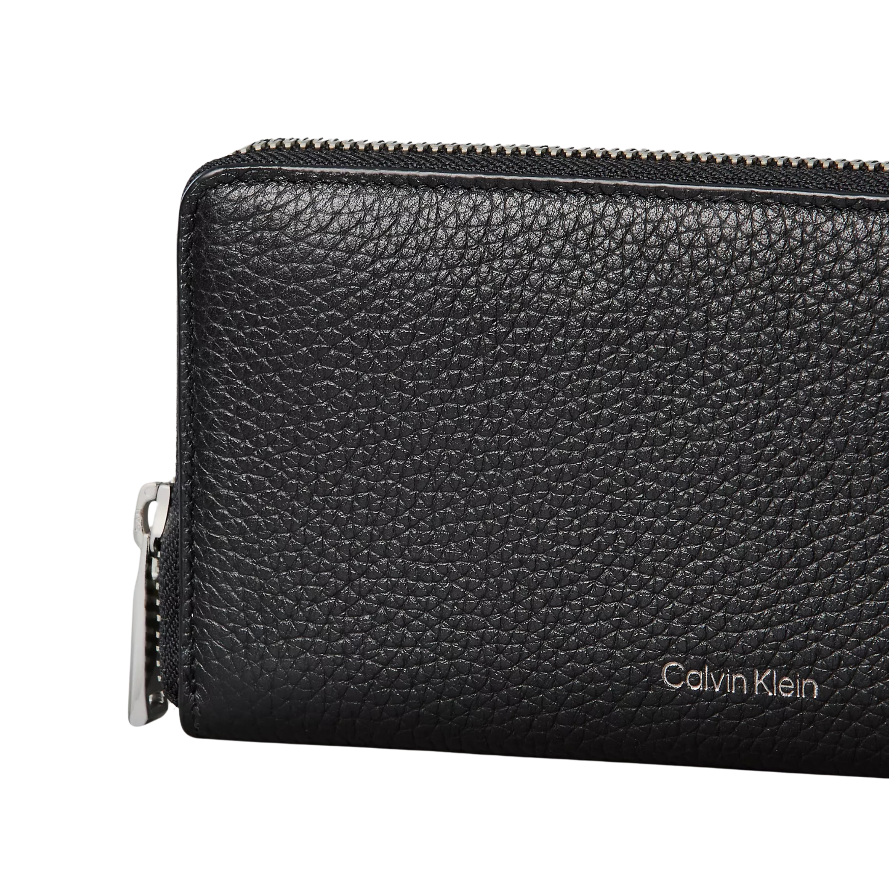 Calvin Klein Men Foil Embossed Logo Zip Wallet - Black