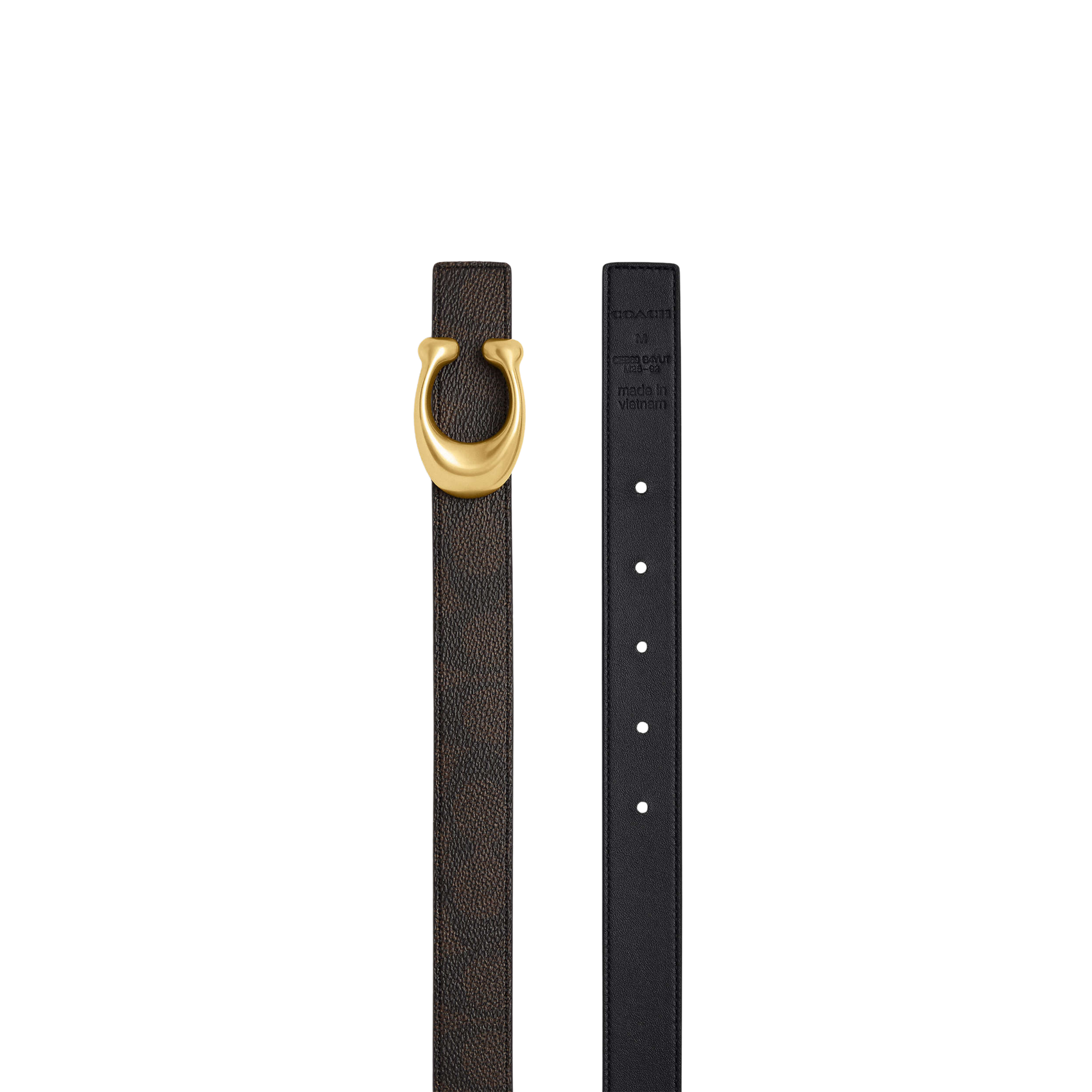 Coach Women Sculpted C Buckle Reversible Belt 25 Mm - Brass Walnut Black