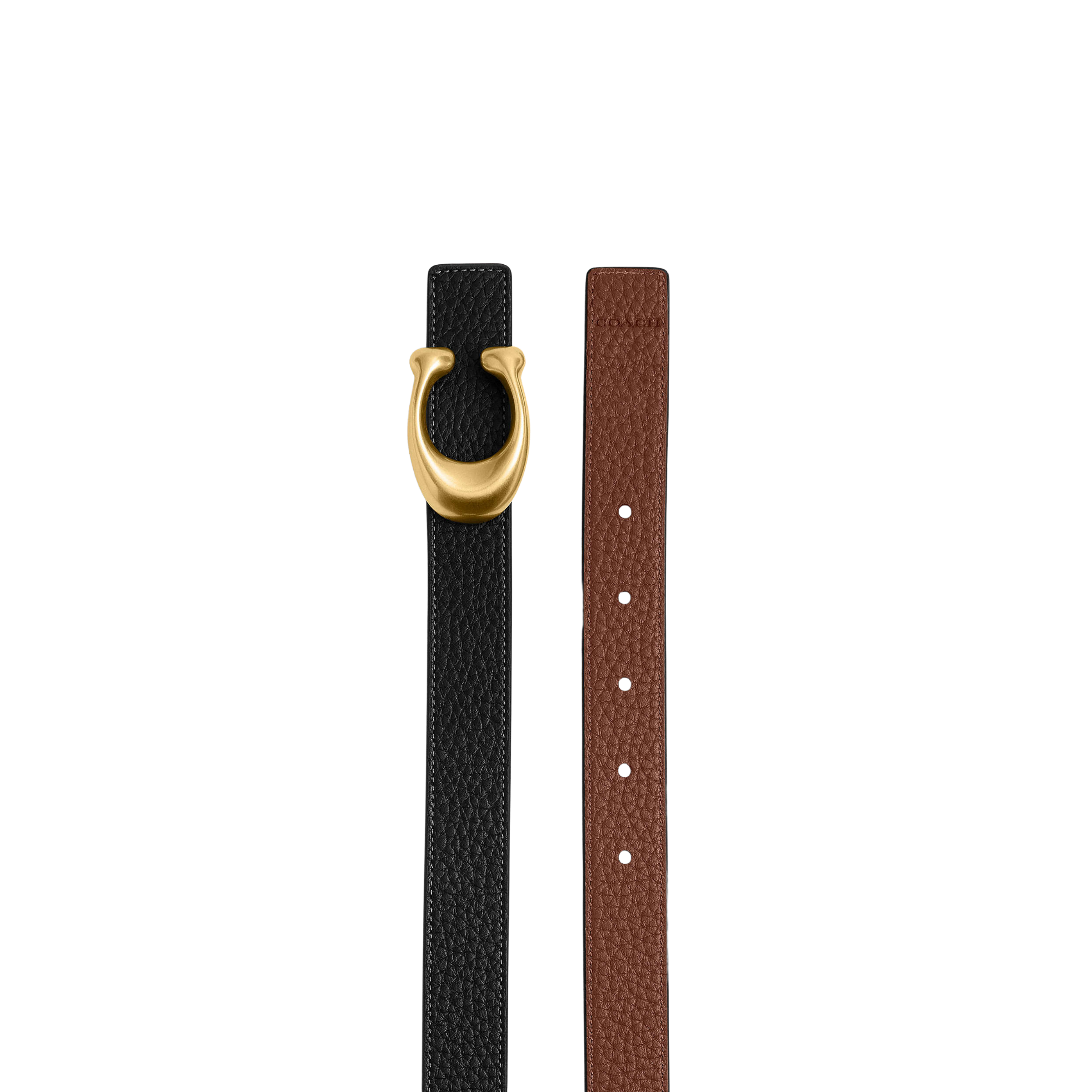 Coach Women Sculpted C Buckle Reversible Belt 25 Mm - Brass Black Redwood