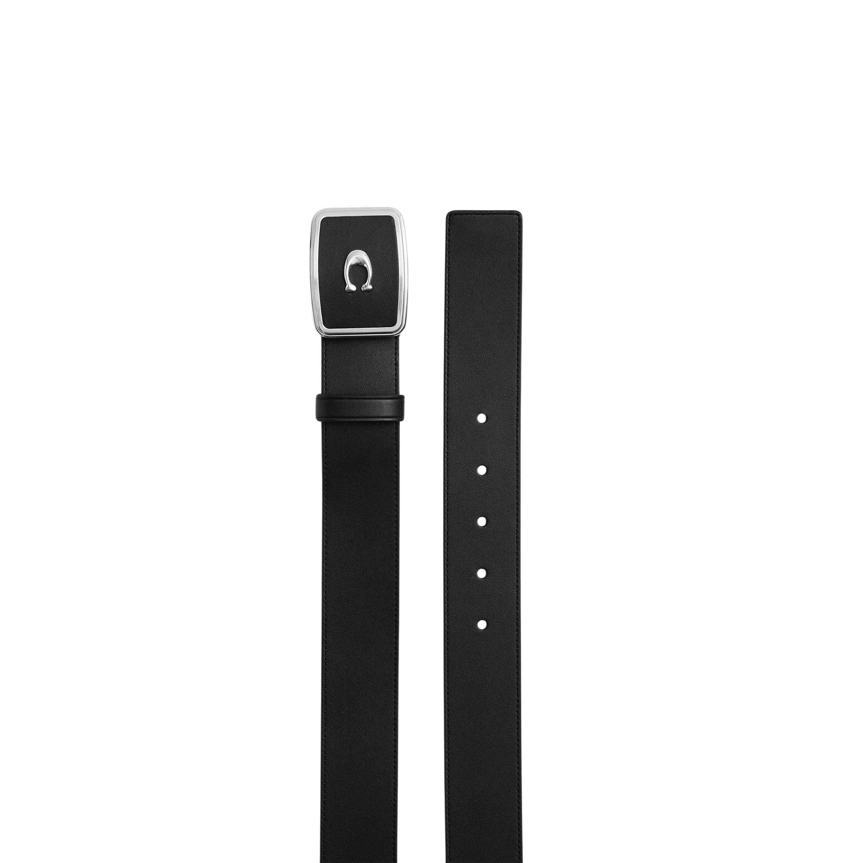Coach Men Signature Plaque Buckle Belt, 38 Mm - Black