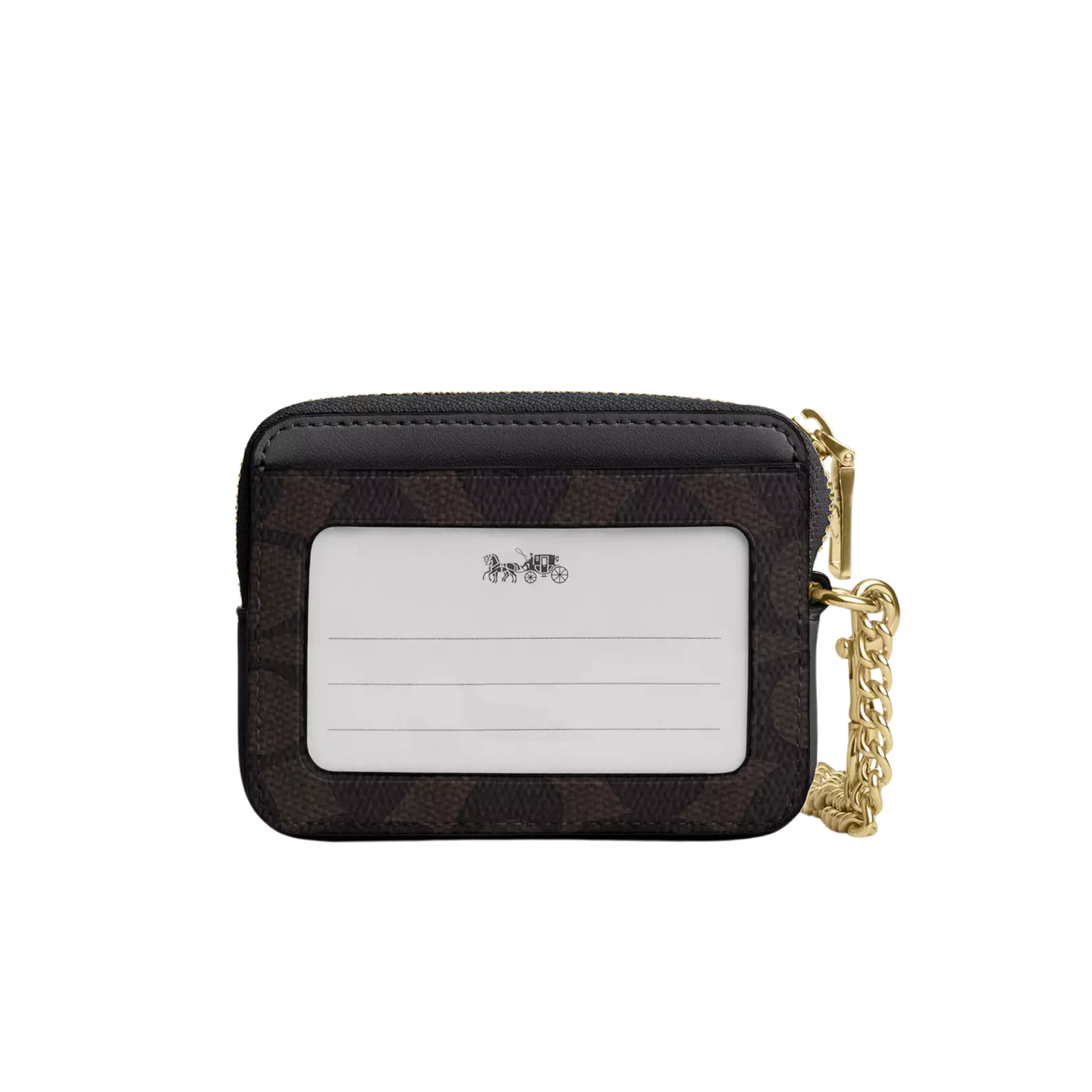 Coach Women Zip Card Case - Gold Walnut Black