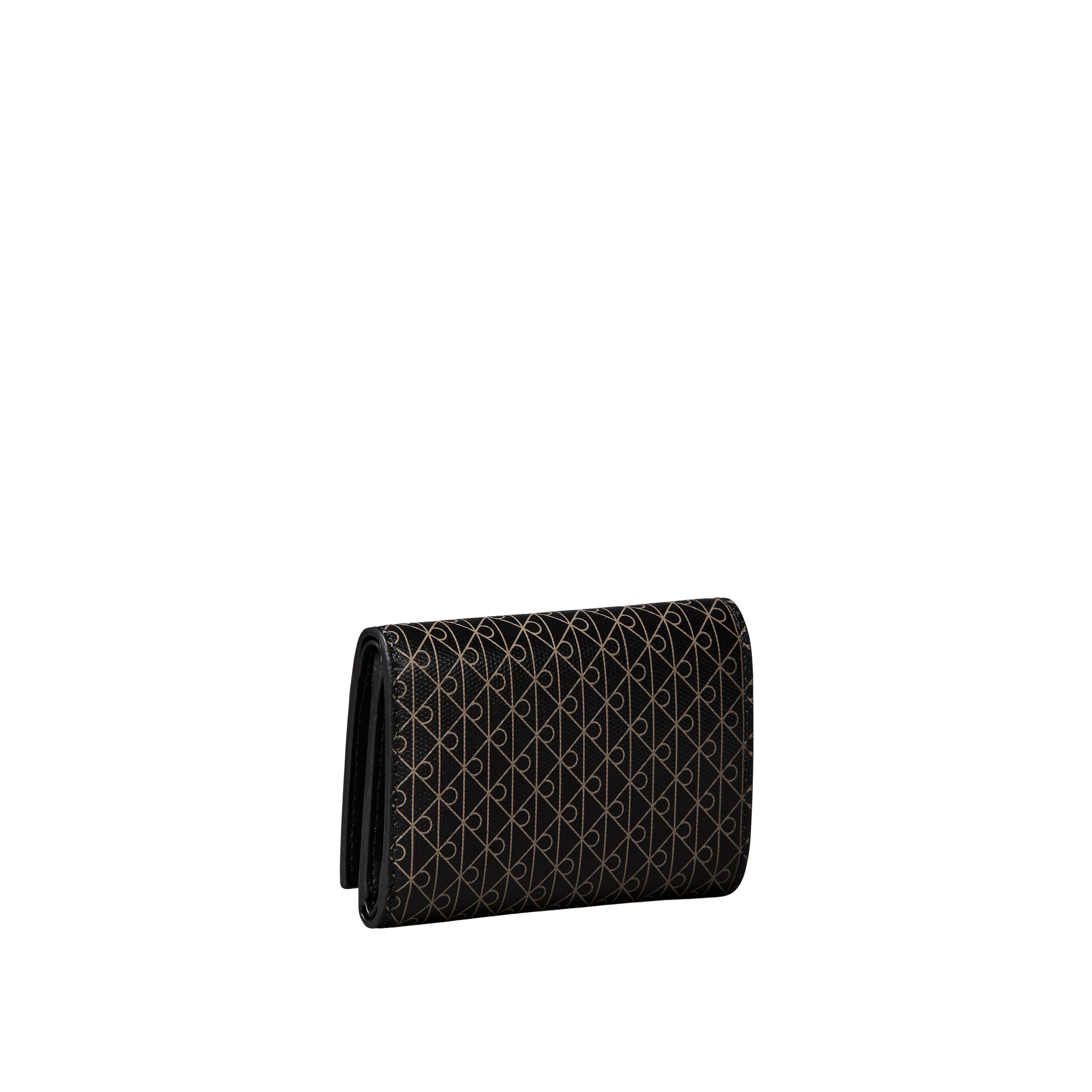 Calvin Klein Women Allover Emblem Logo Trifold Wallet - Black Aop
