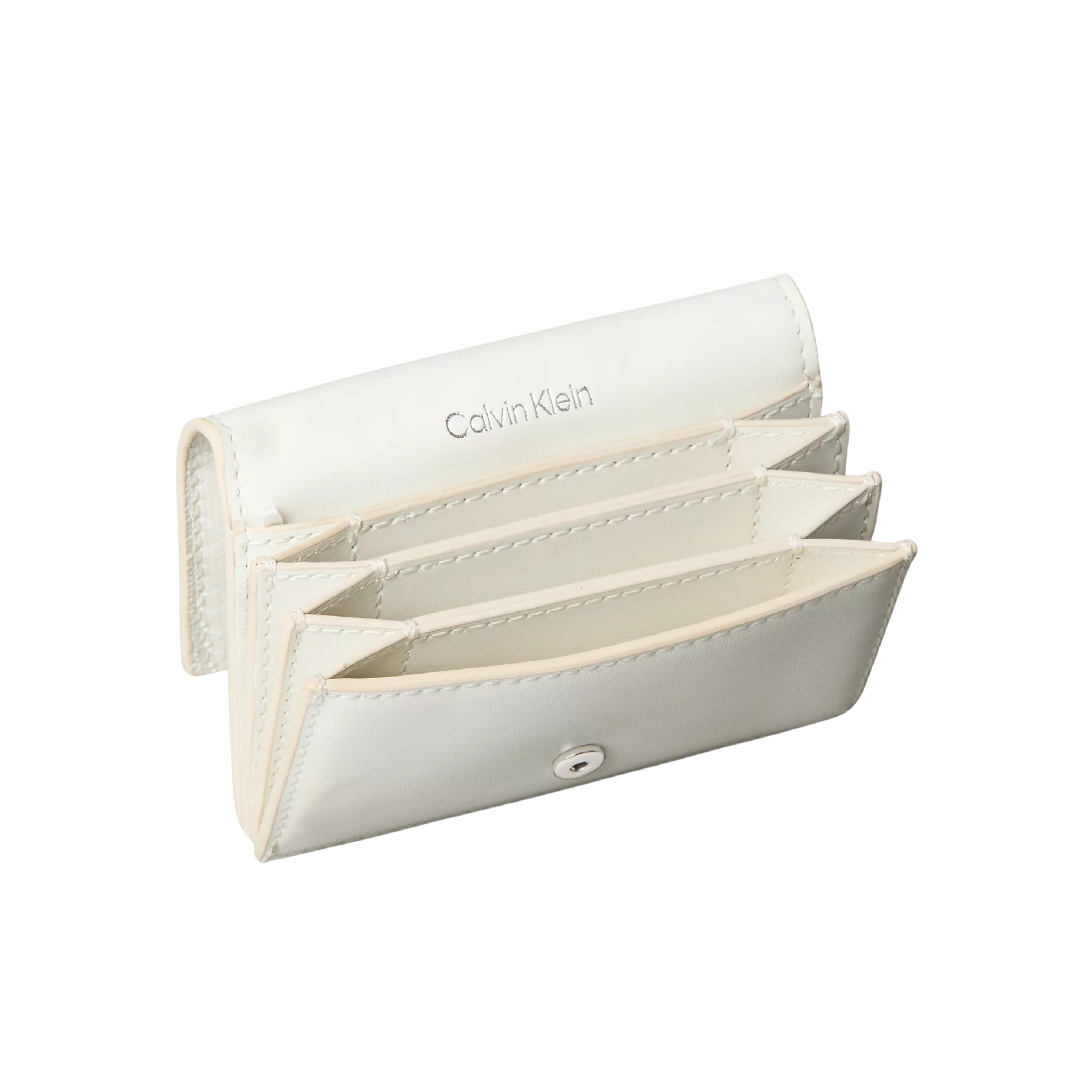 Calvin Klein Women Allover Emblem Logo Accordion Card Case - Lily White Aop