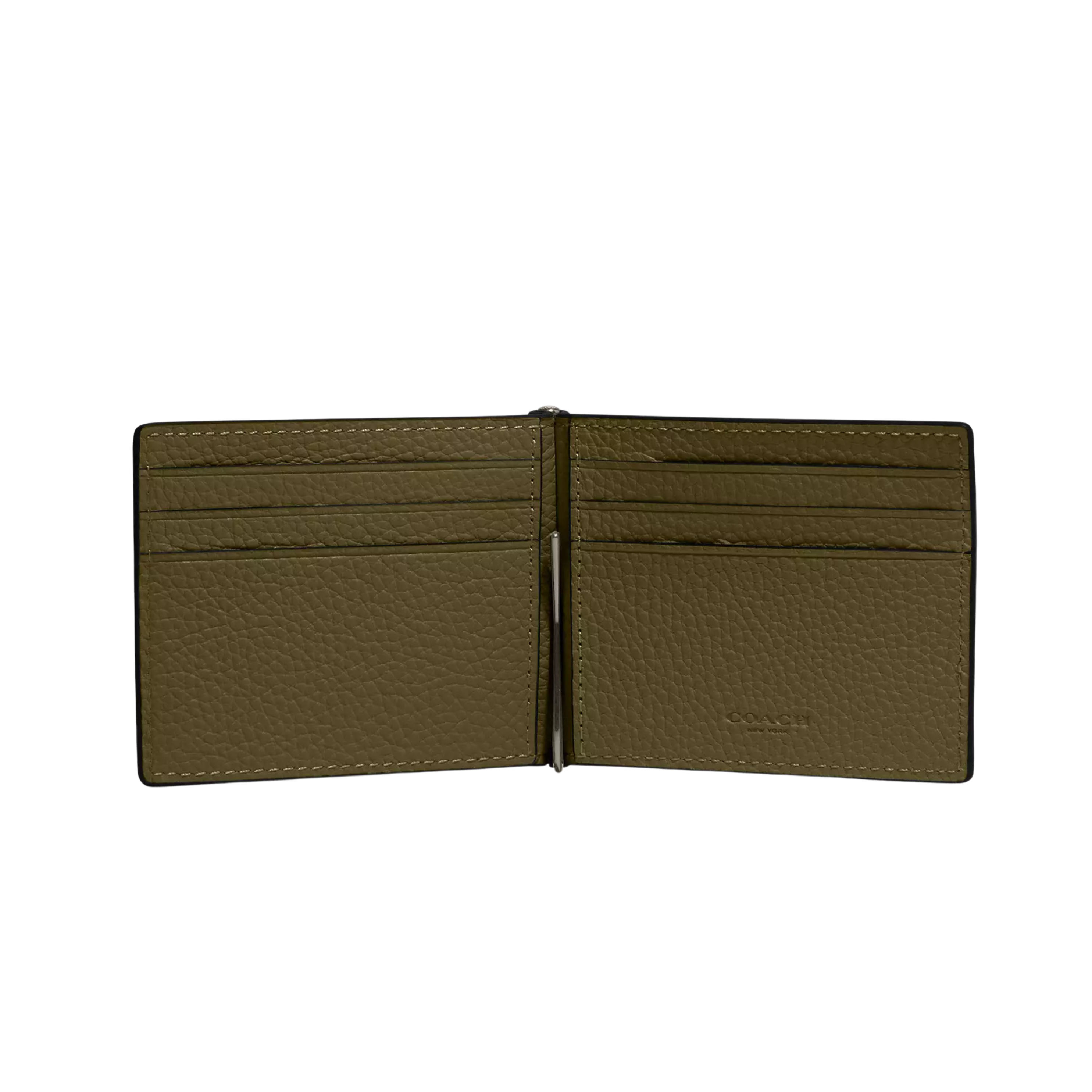 Coach Men Slim Money Clip Billfold Wallet - Gunmetal Olive