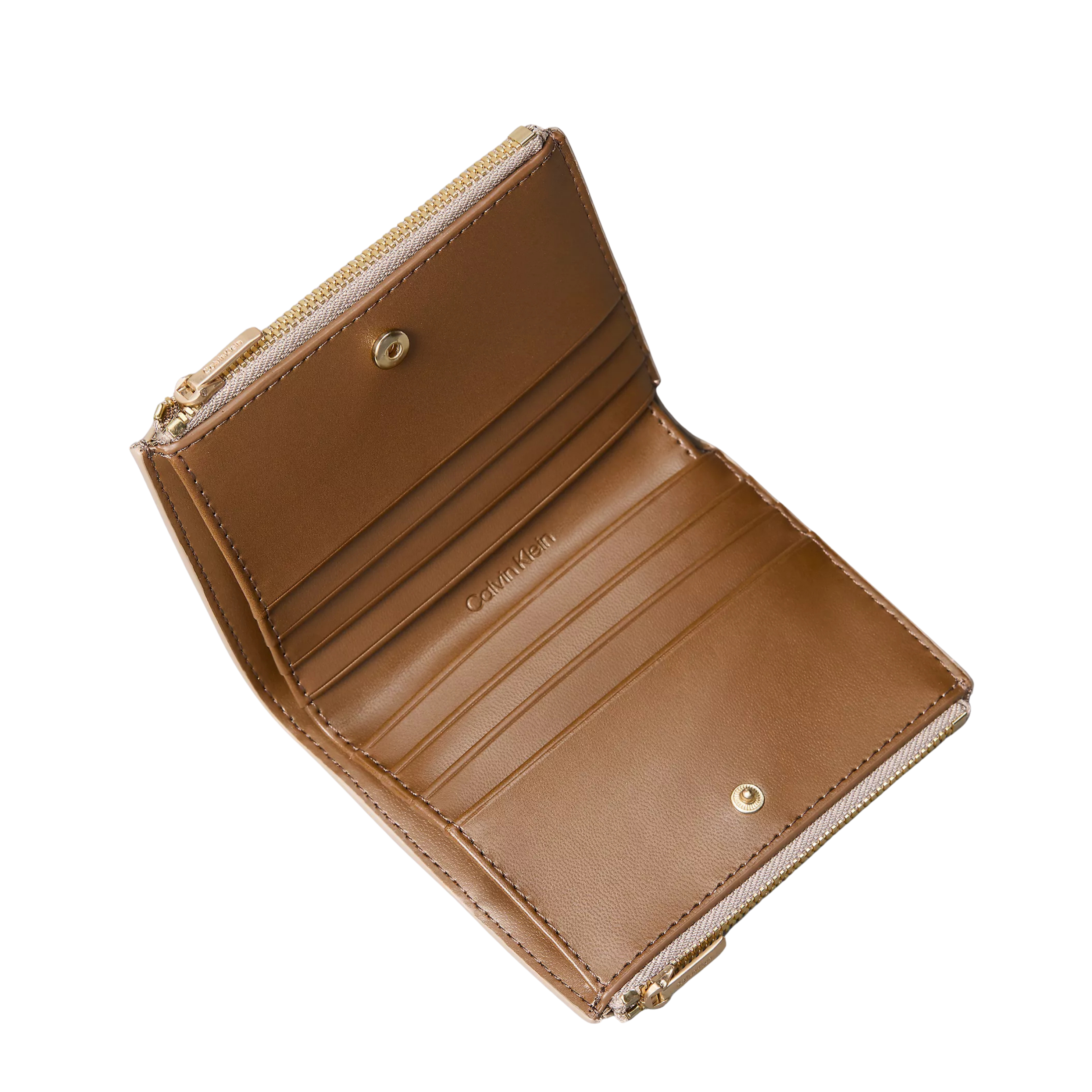 Calvin Klein Women Foil Logo Top Zip Card Case - Desert Taupe