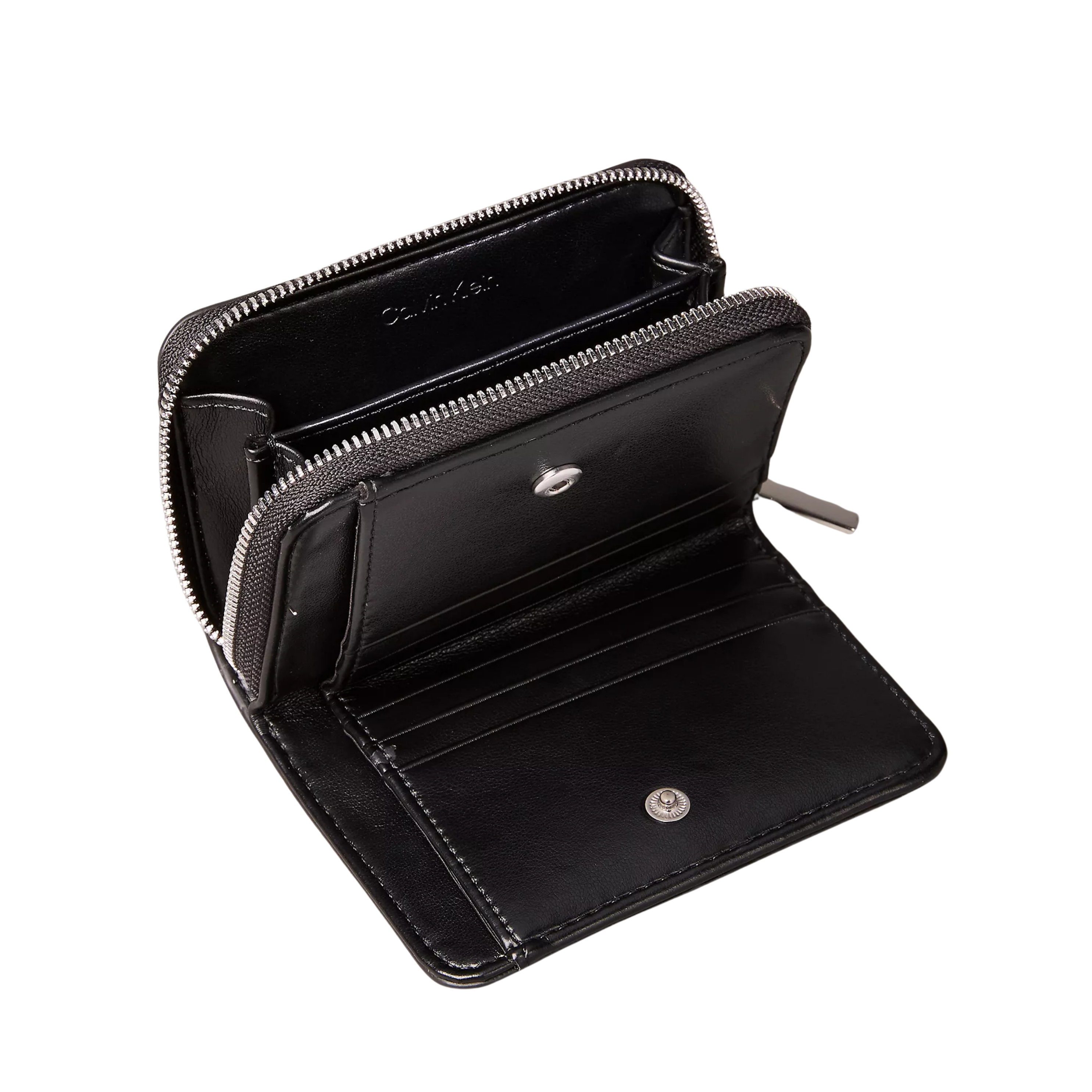 Calvin Klein Women Quilted Emblem Logo Zip Flap Wallet - Black