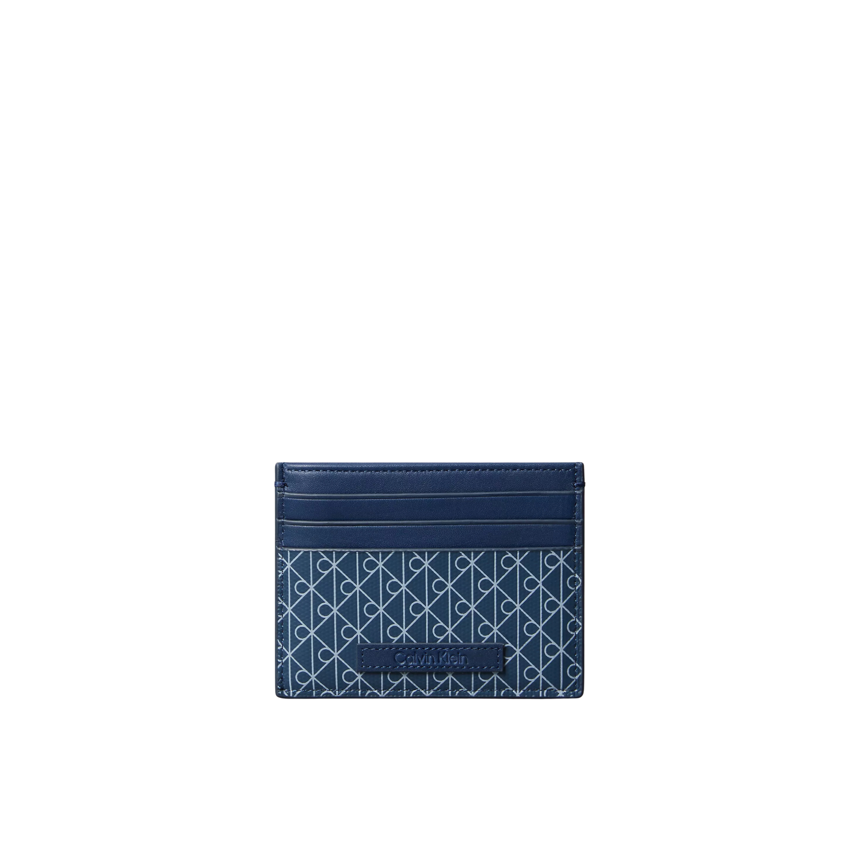 Calvin Klein Men Allover Emblem Logo Card Case - Denim Blue