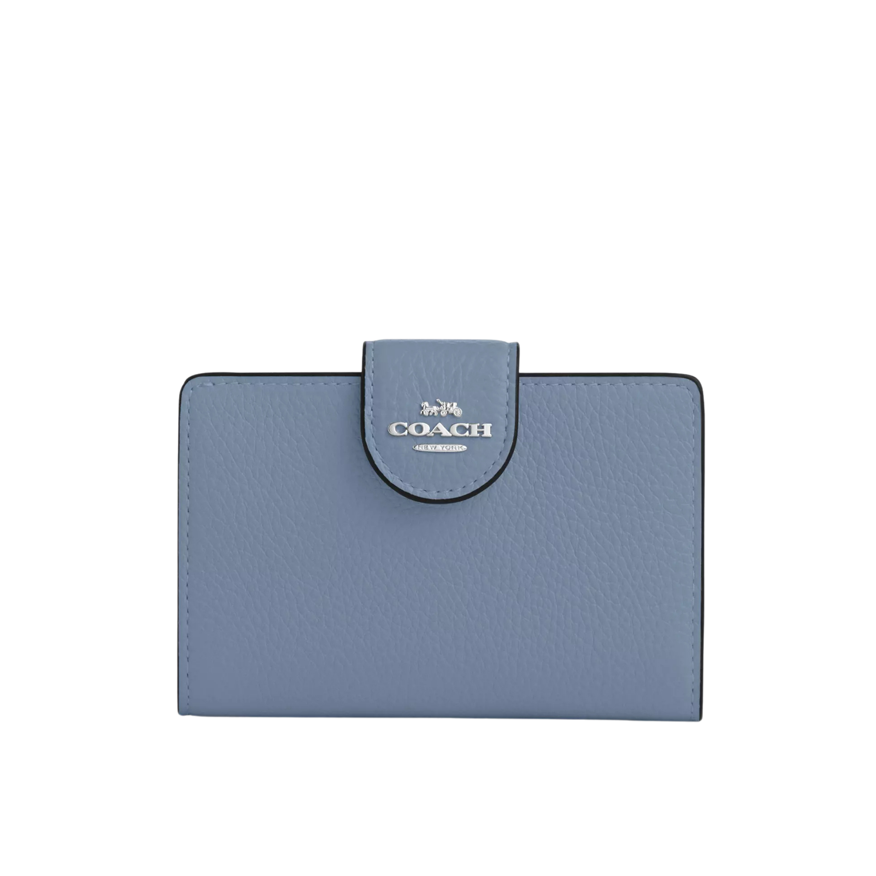 Coach Women Medium Corner Zip Wallet - Silver Blue