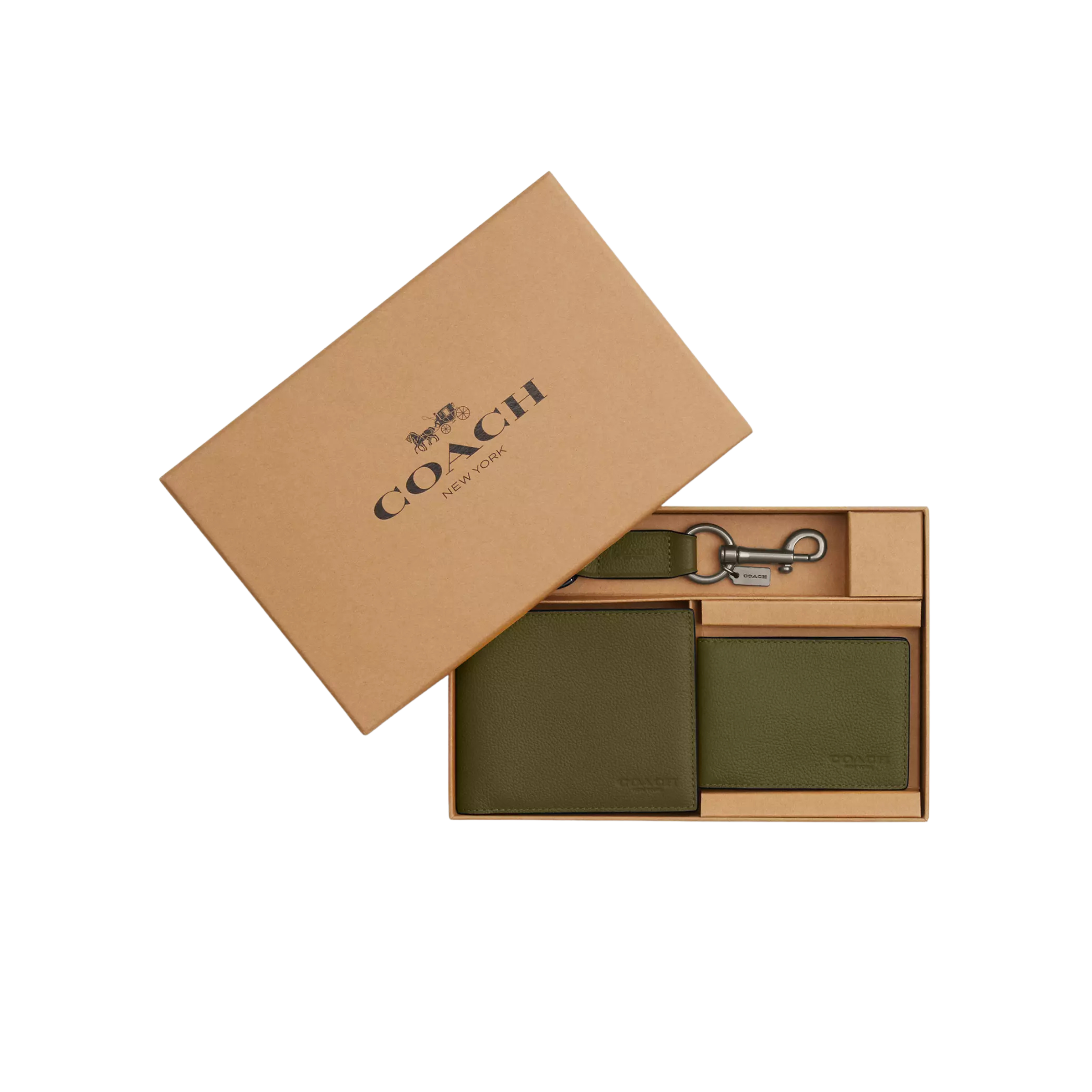 Coach Men Boxed 3-In-1 Wallet Gift Set - Gunmetal Olive