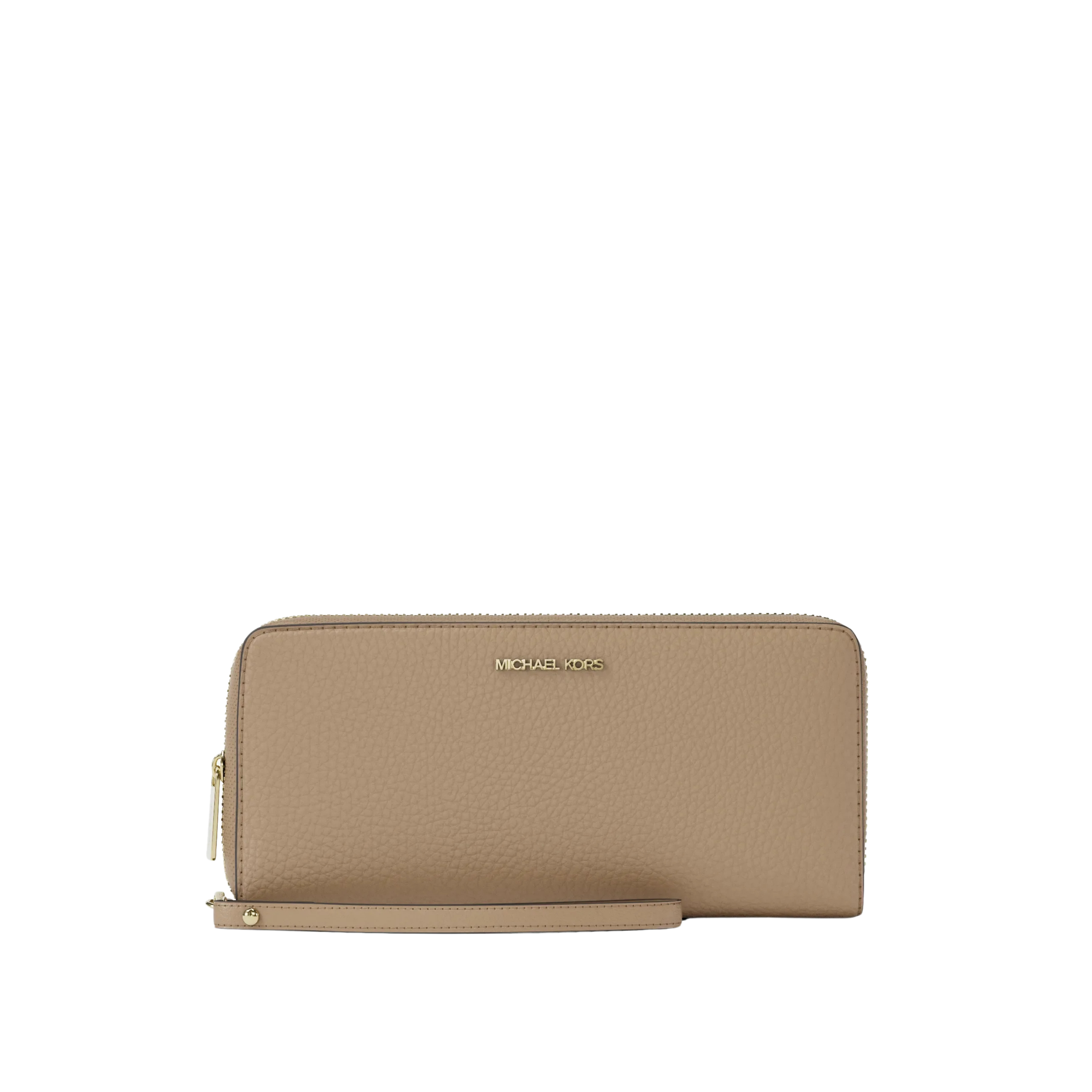 Michael Kors Women Jet Set Travel Large Pebbled Leather Wristlet - Camel