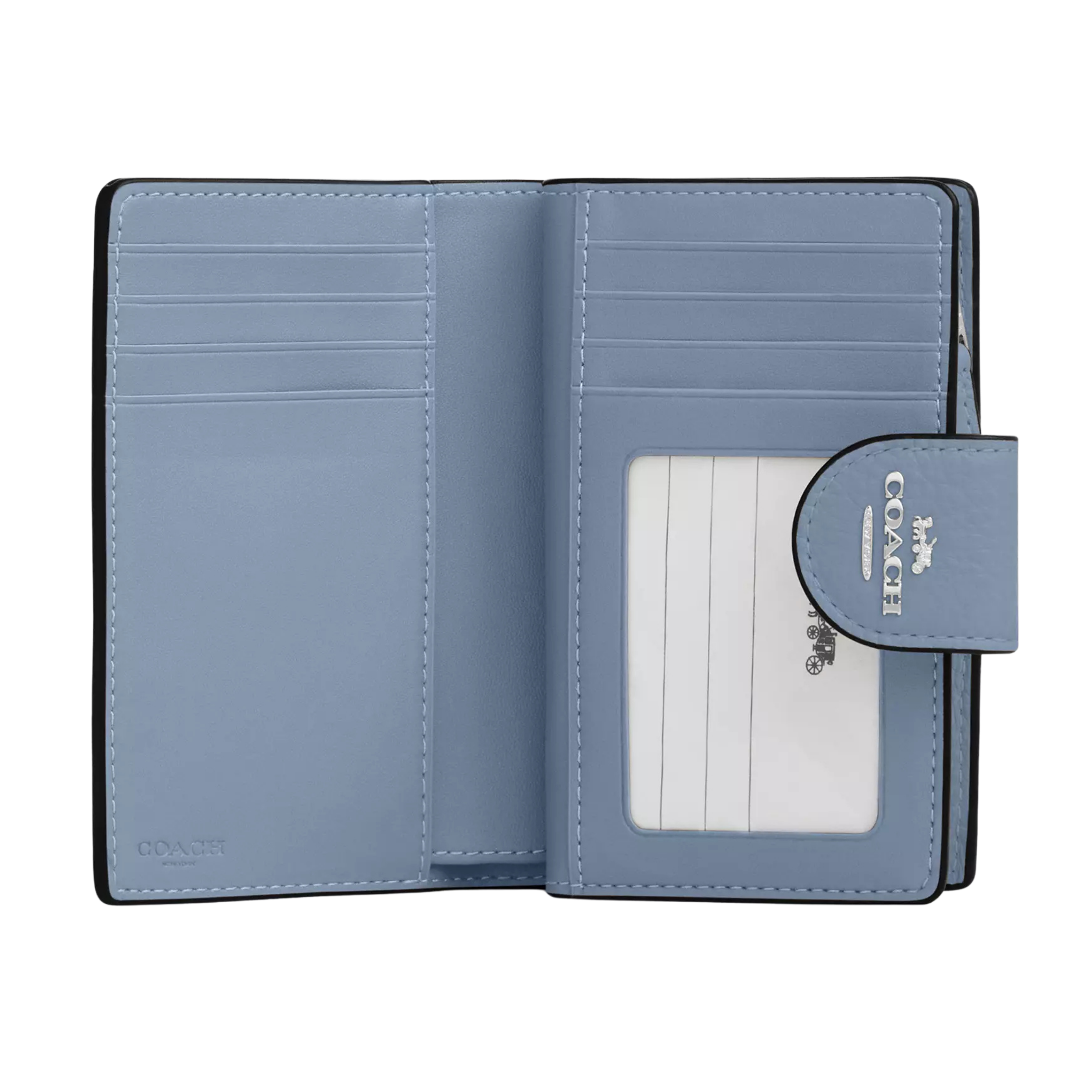 Coach Women Medium Corner Zip Wallet - Silver Blue