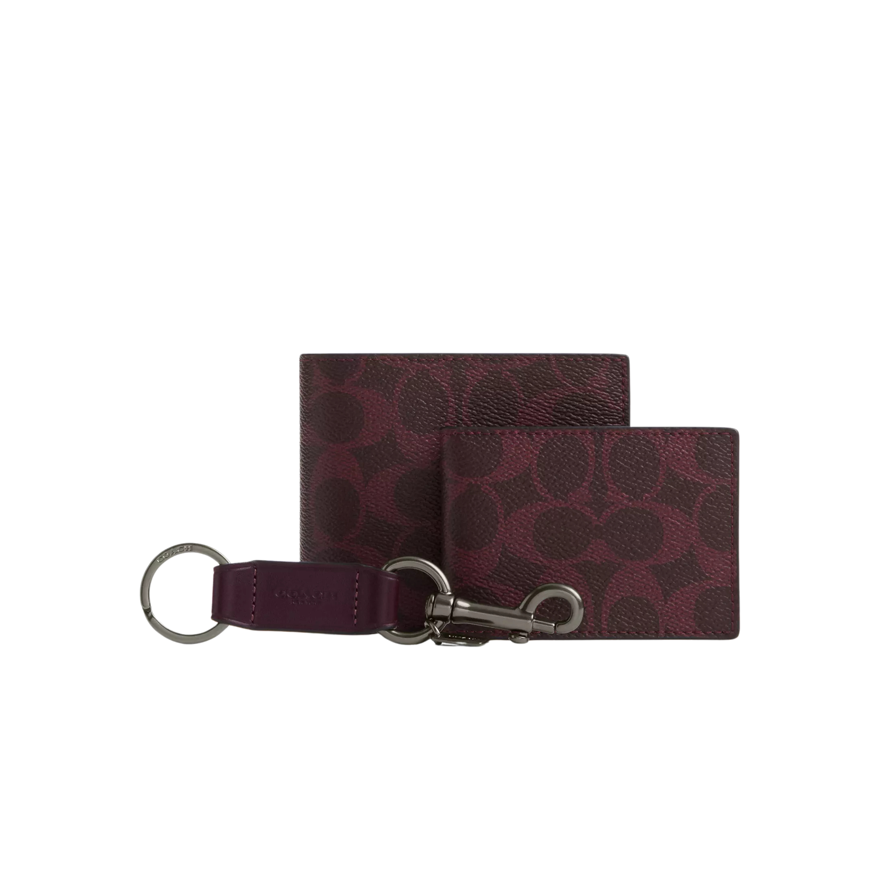 Coach Men Boxed 3-In-1 Wallet Gift Set -Black Currant