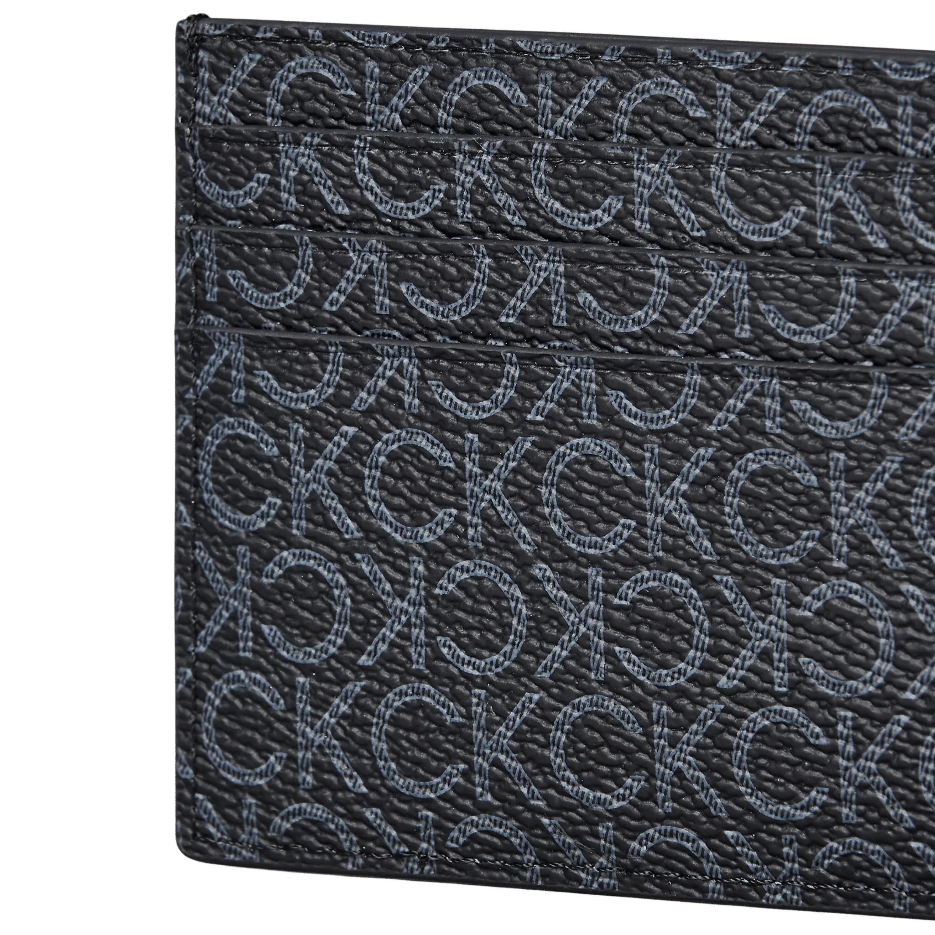 Calvin Klein Men Pebbled Monogram Card Case - Black