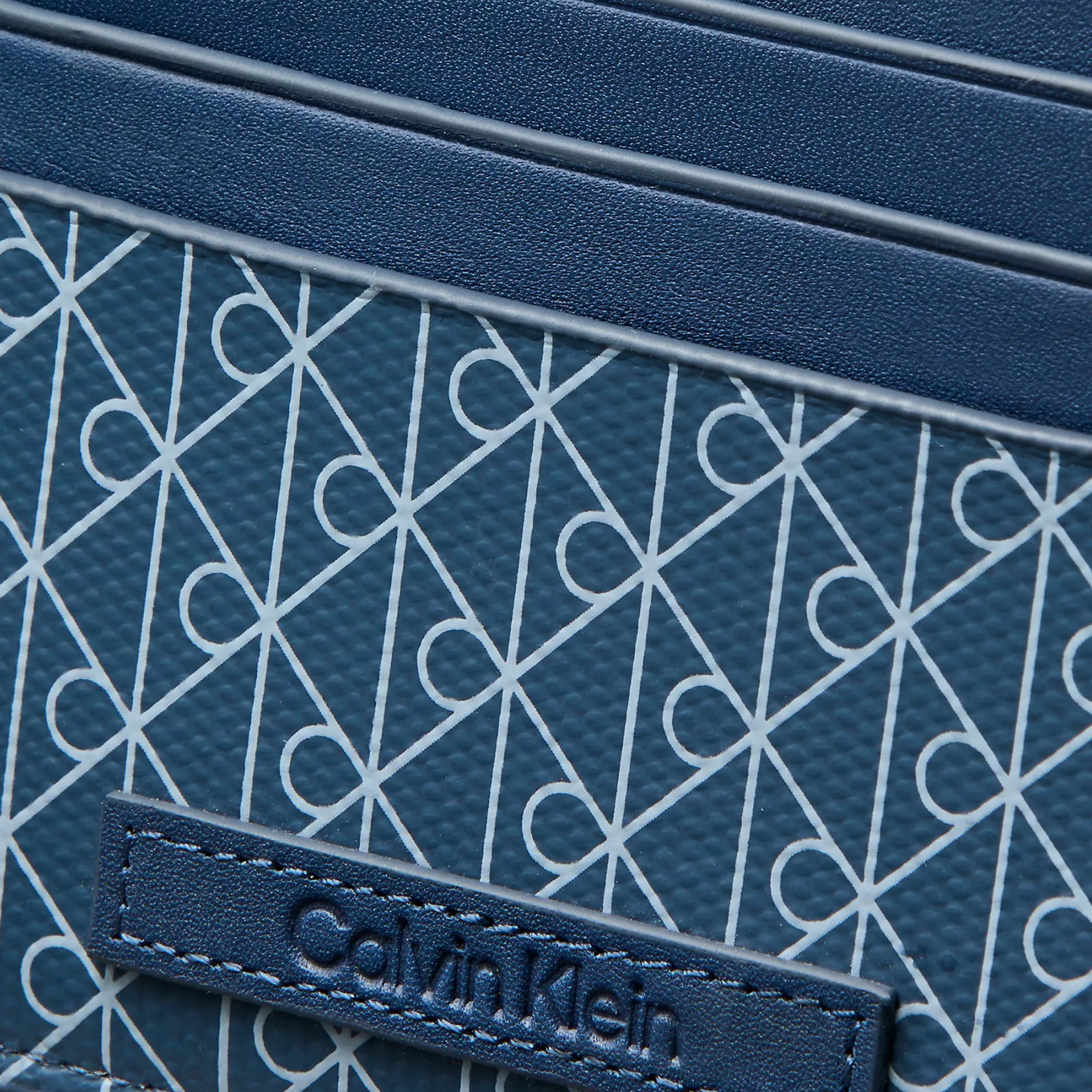 Calvin Klein Men Allover Emblem Logo Card Case - Denim Blue
