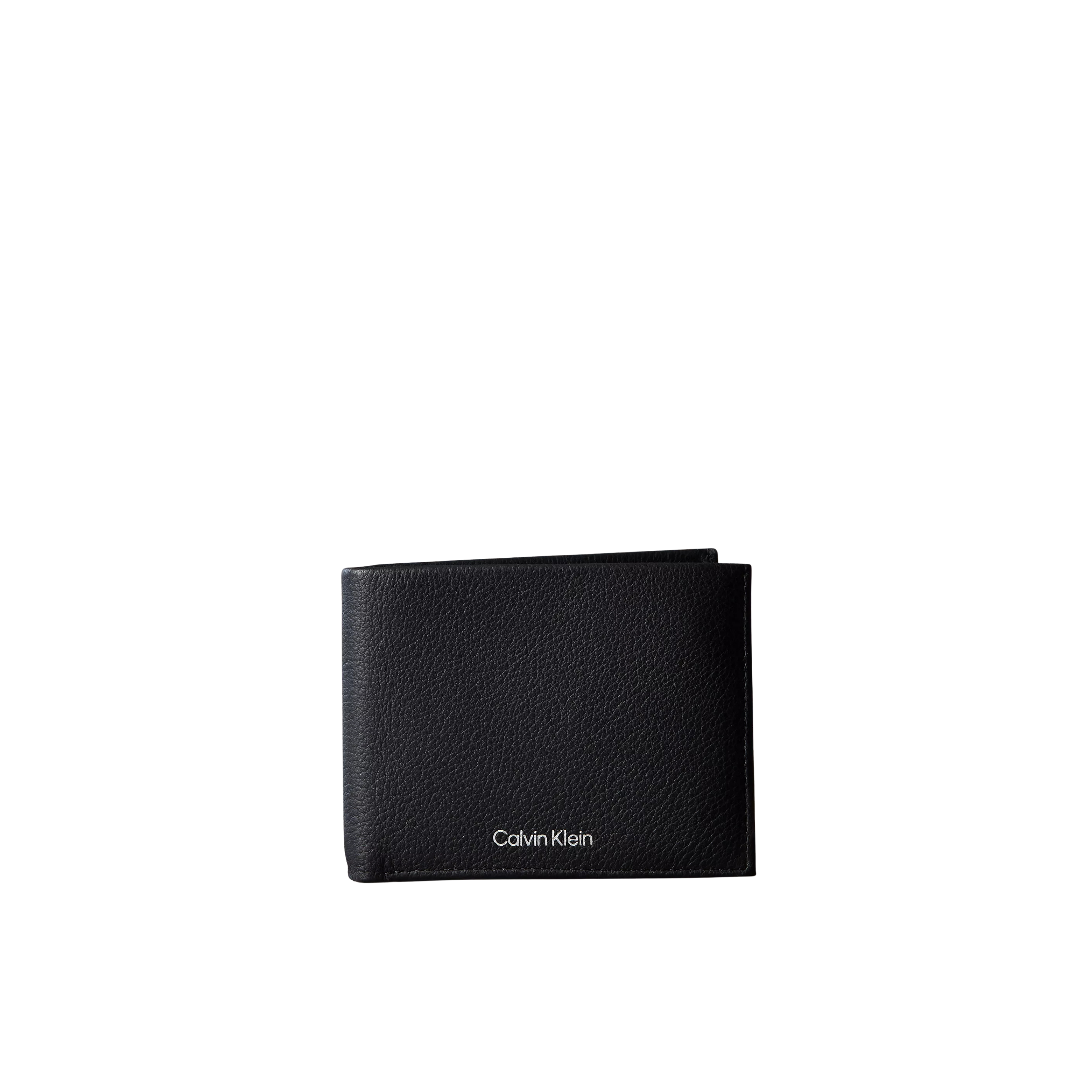 Calvin Klein Men Pebble Grain Leather Trifold Wallet with Coin Pouch - Black