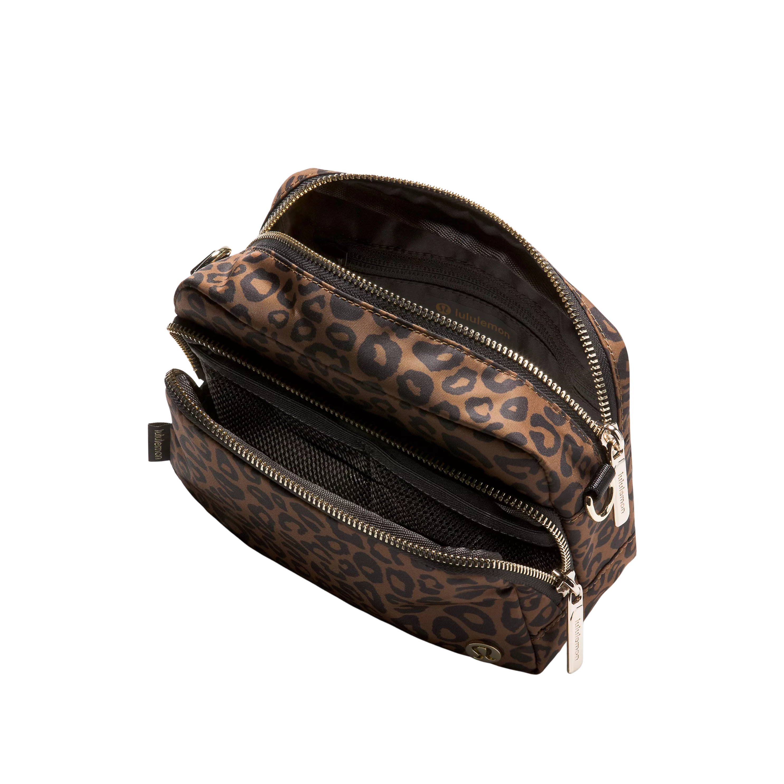 Lululemon Everywhere Crossbody Bag 2L Metal Hardware - Leopardo Shift Midi Desert Khaki Multi Night Brown Gold