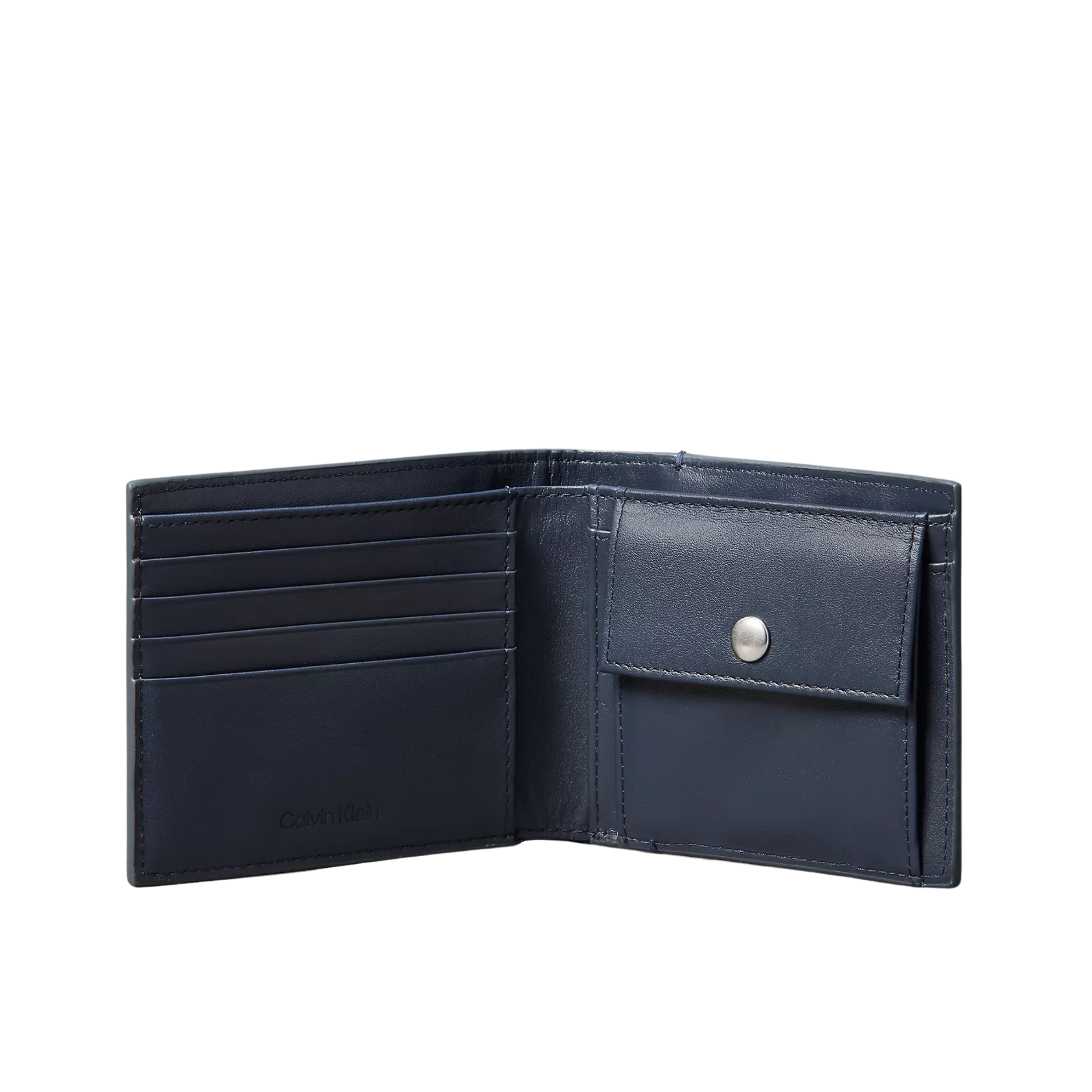 Calvin Klein Men Allover Emblem Logo Bifold Wallet with Coin Pouch - Blue Nights