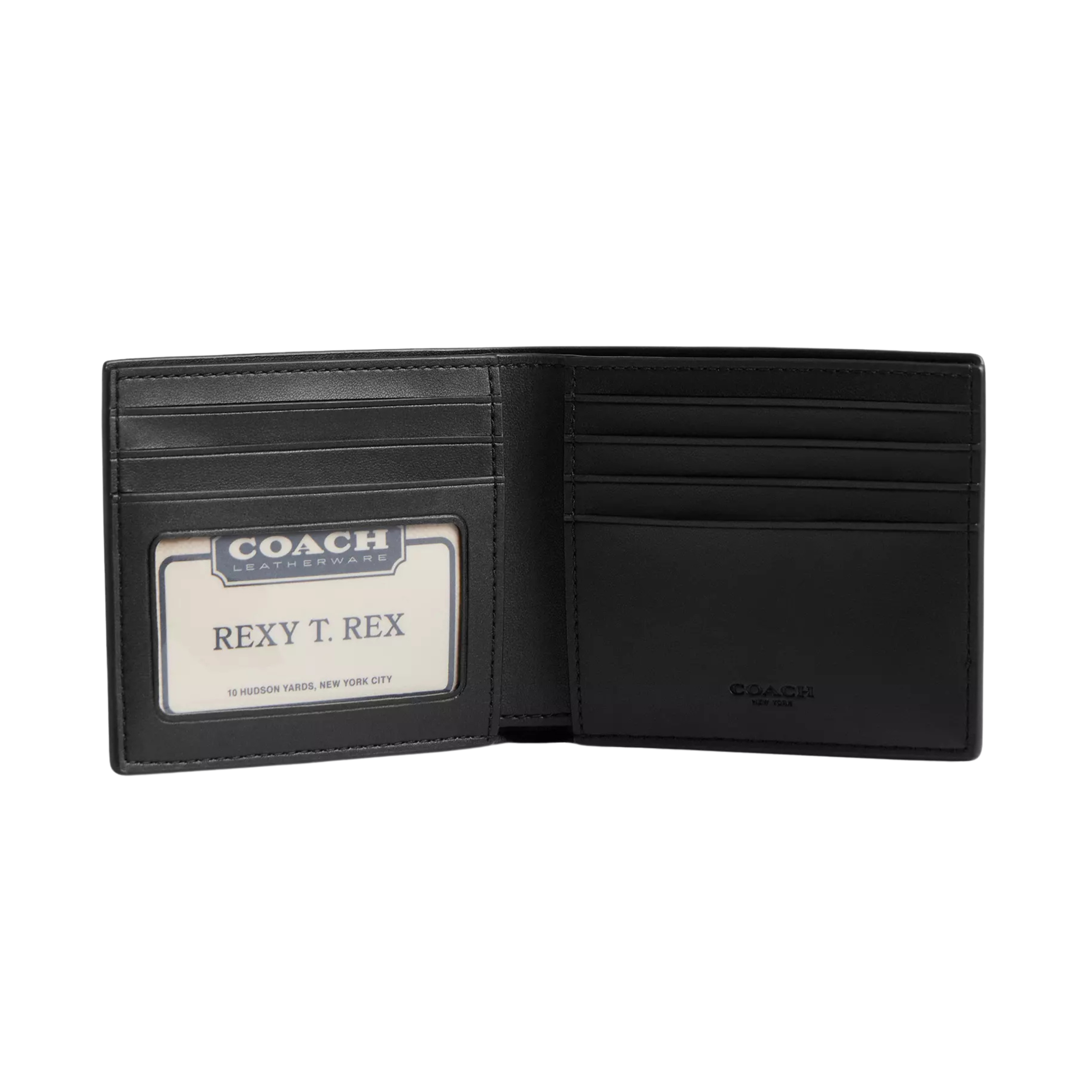 Coach Men Id Billfold Wallet - Gunmetal Charcoal Black