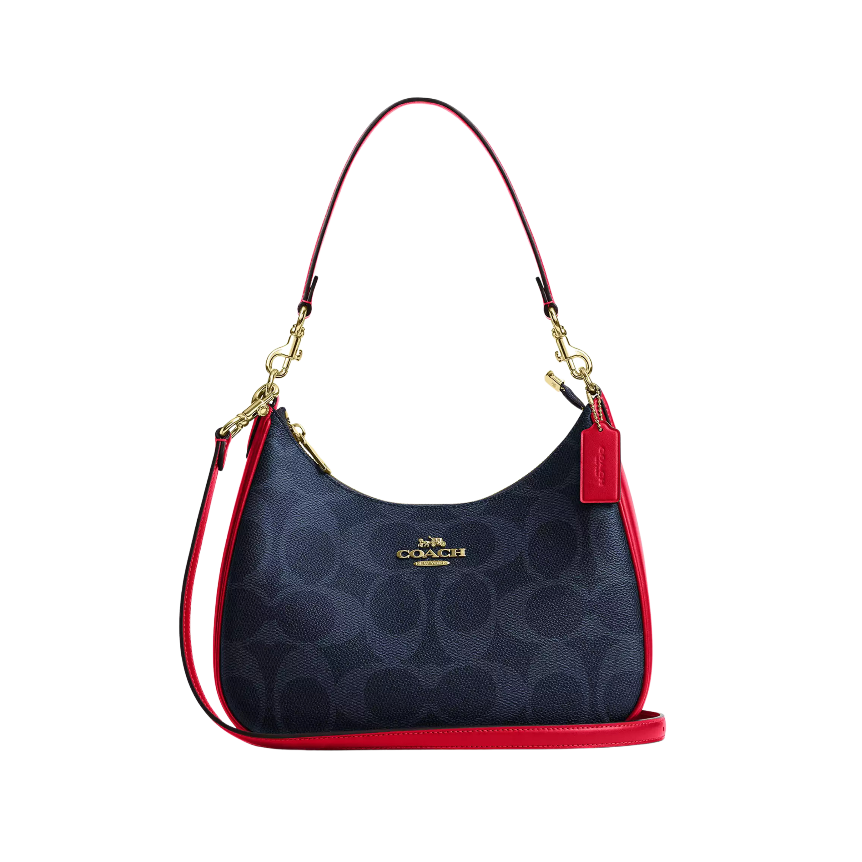 Coach Women Teri Hobo Bag - Im Denim Bold Red