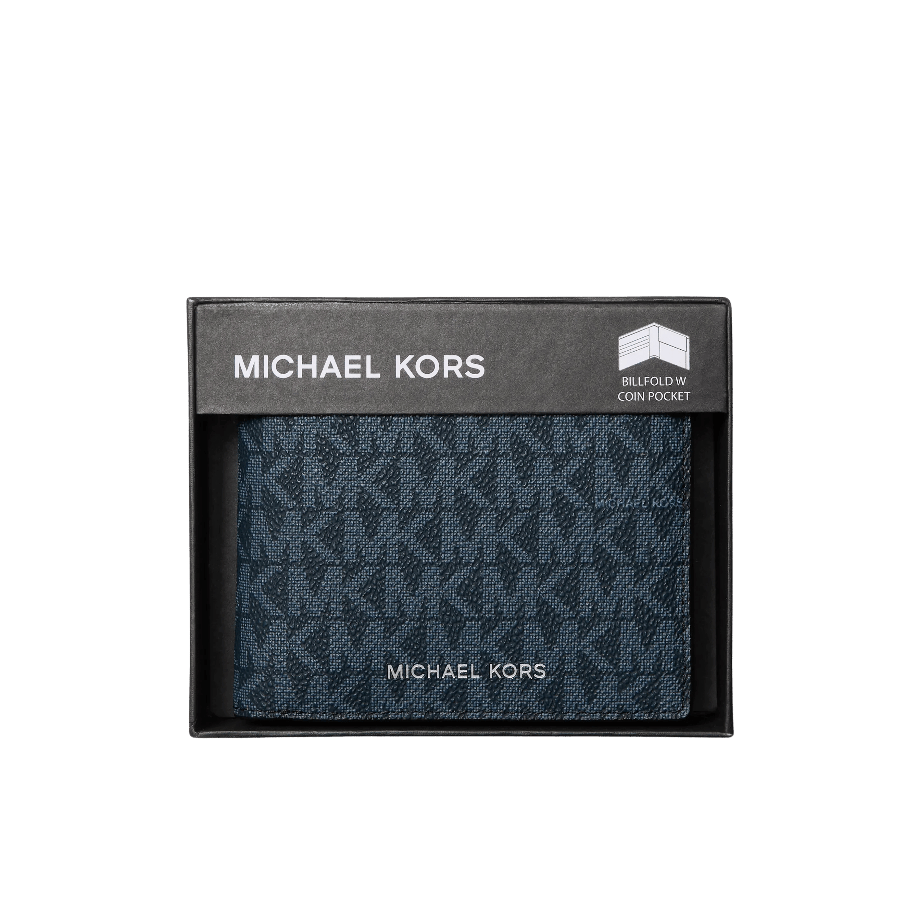 Michael Kors Men Cooper Logo Billfold Wallet With Coin Pouch - ADMRL PLBLUE