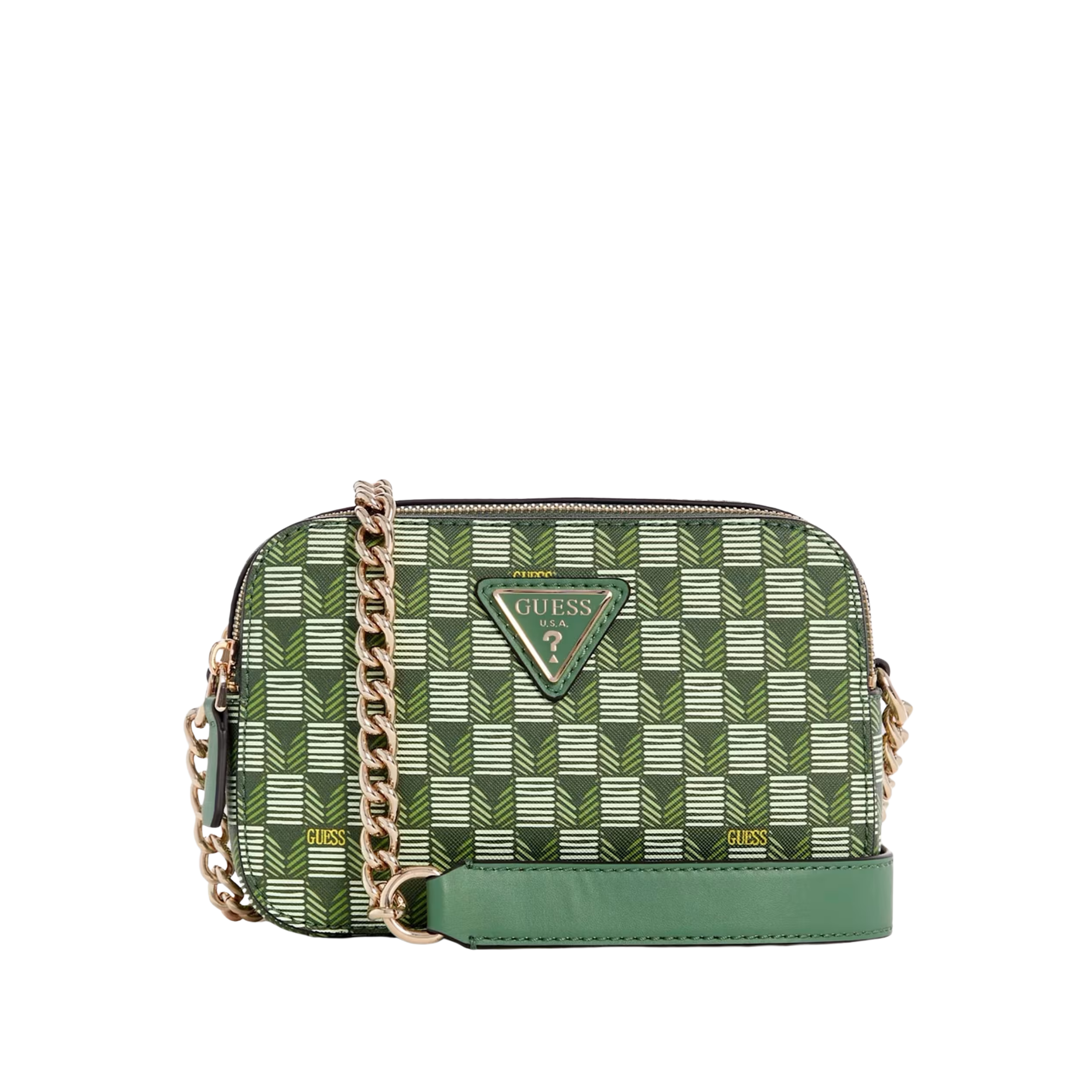 Guess Women Signature Faux Leather Camera Crossbody - Green Logo