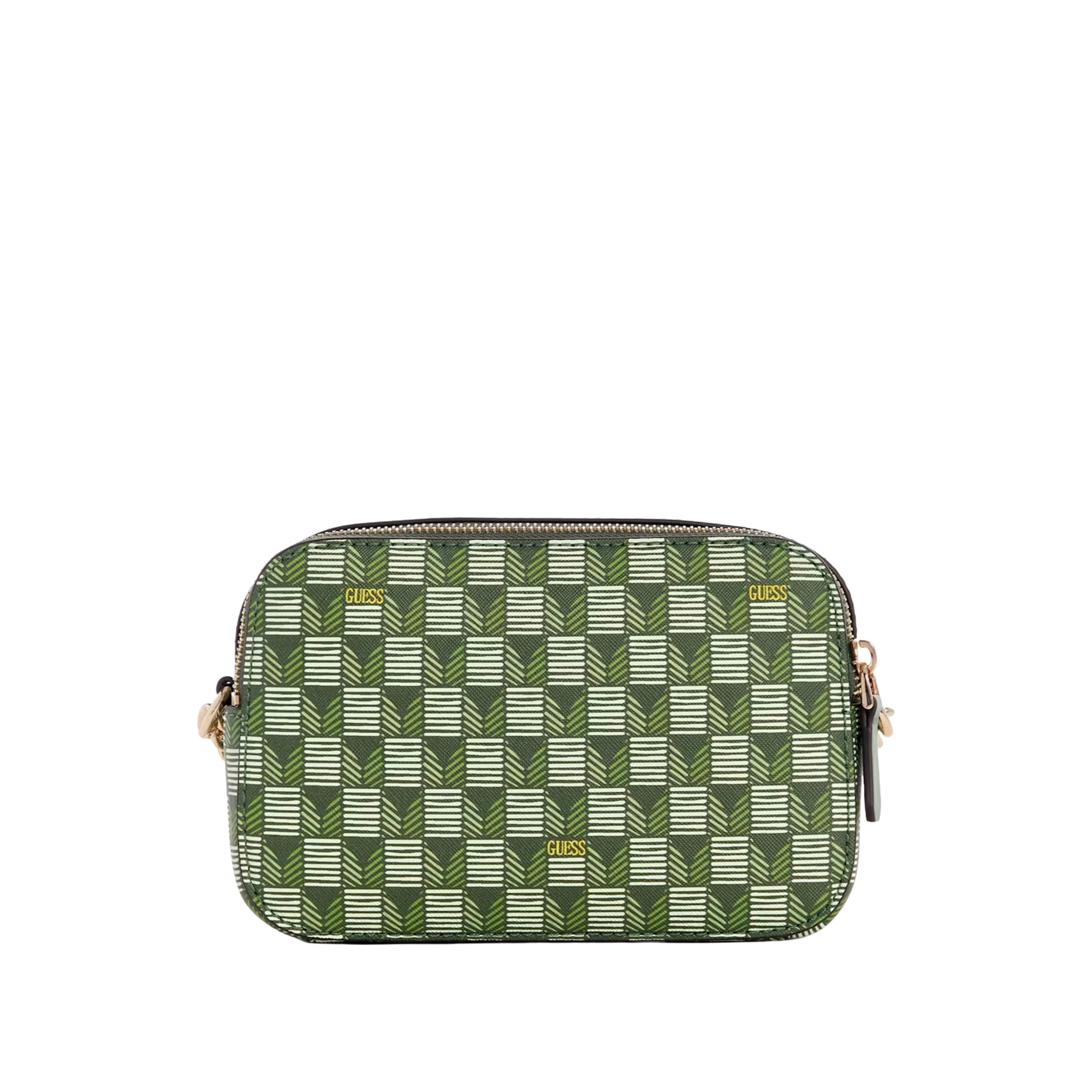 Guess Women Signature Faux Leather Camera Crossbody - Green Logo