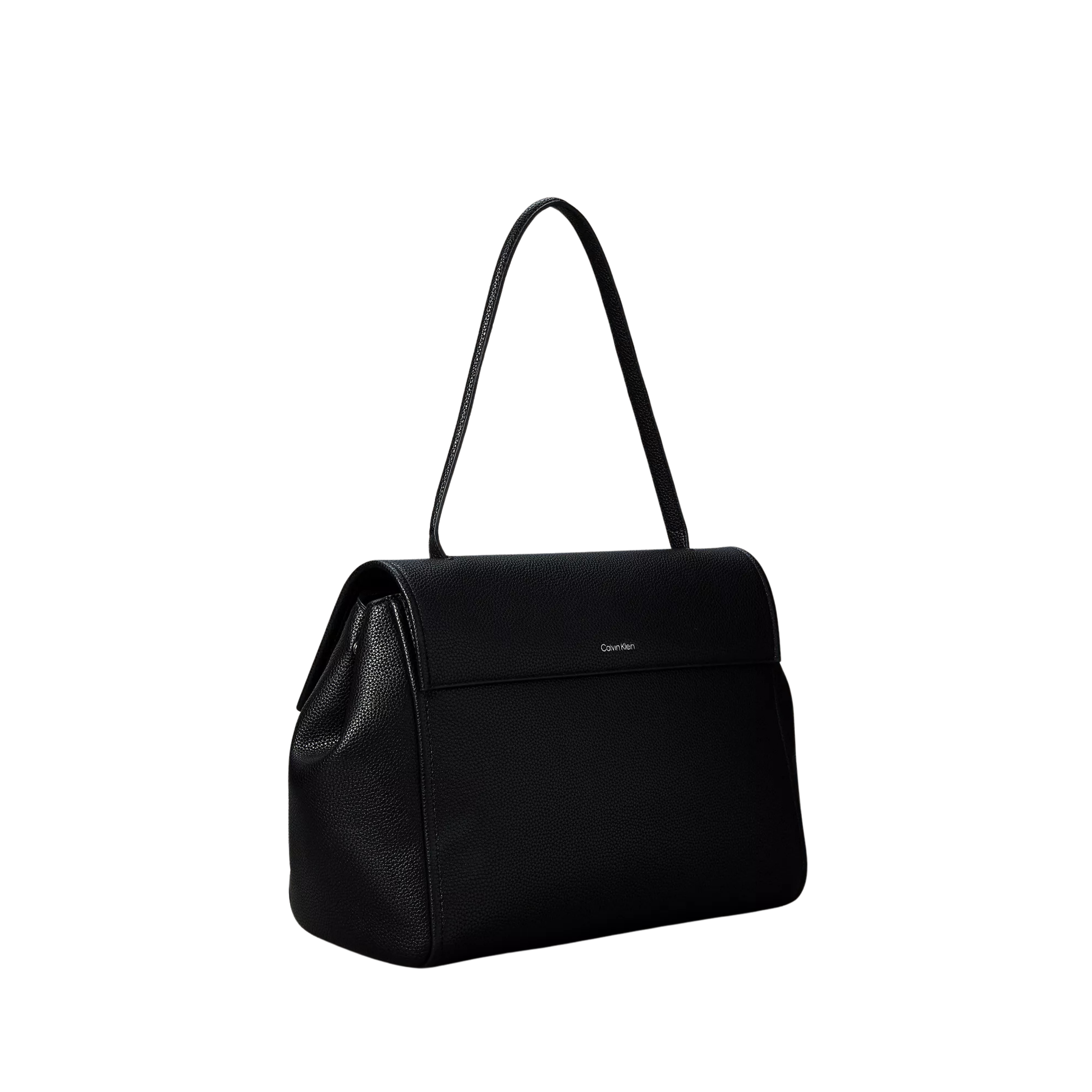 Calvin Klein Women Emblem Logo Hardware Pebble Satchel - Black