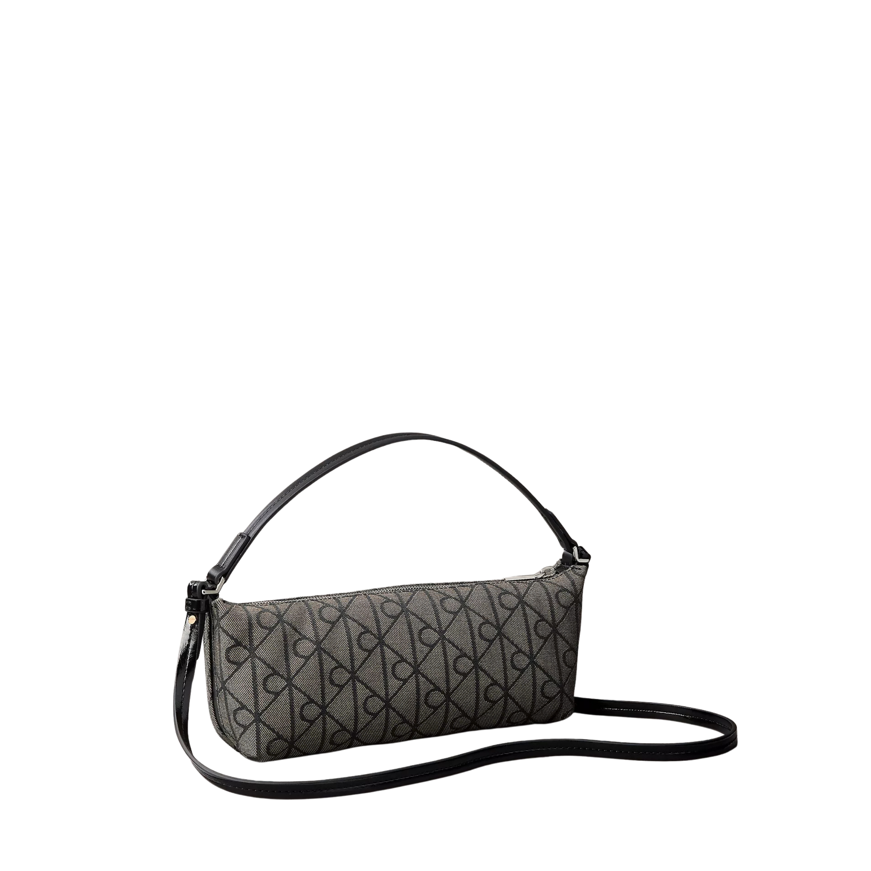 Calvin Klein Women Allover Emblem Logo Canvas Shoulder Bag - Lotus Beige Black Aop