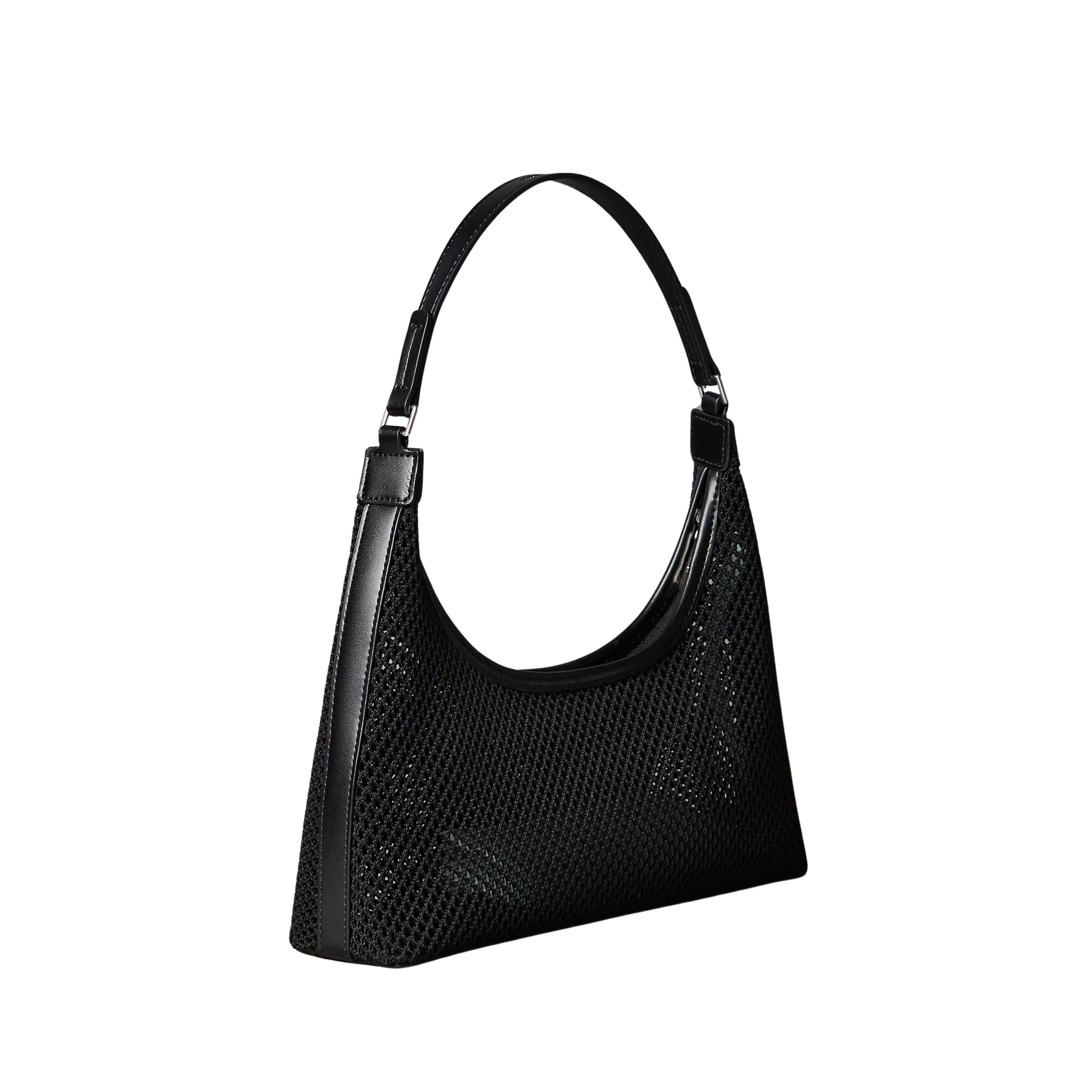 Calvin Klein Women Emblem Logo Mesh Shoulder Bag - Black