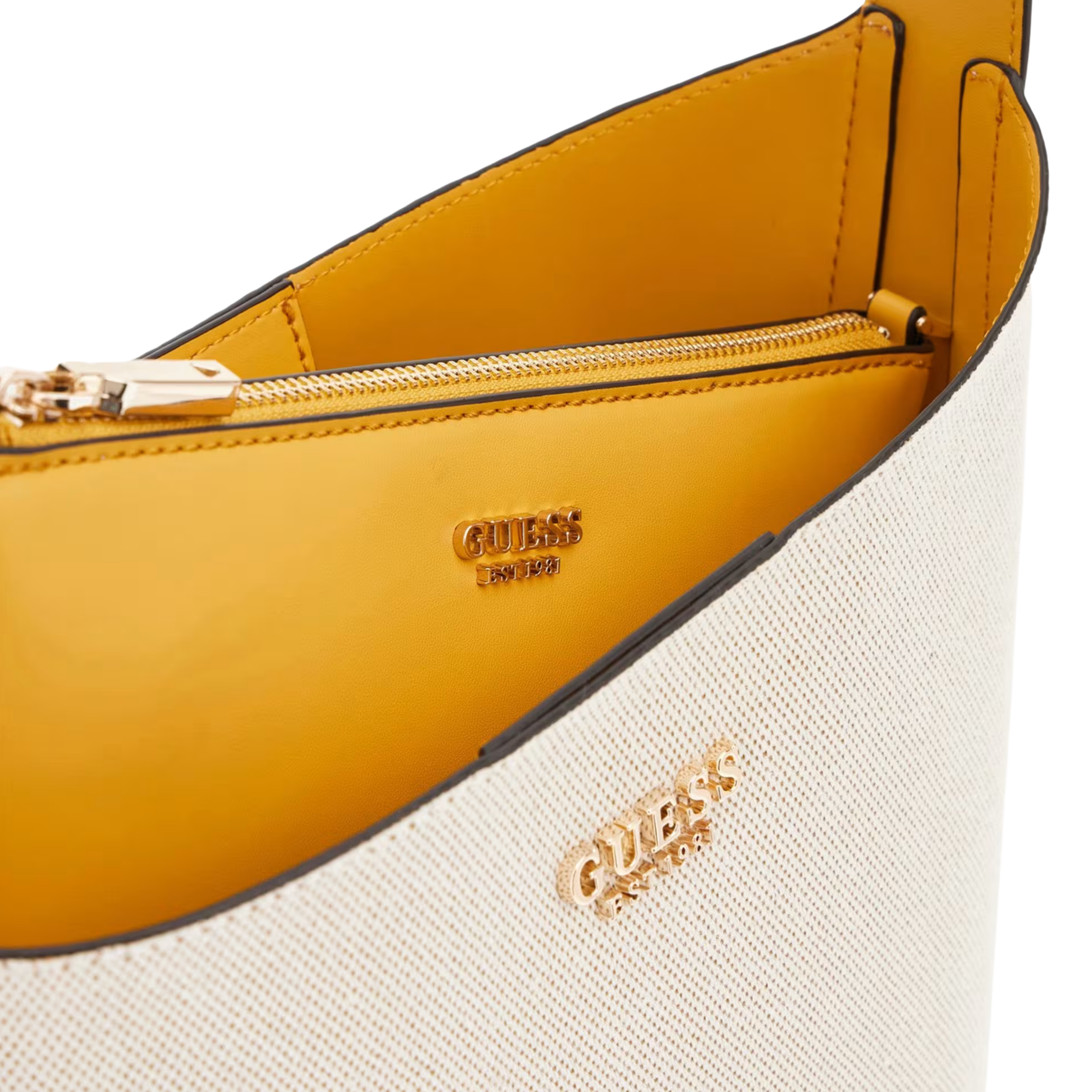 Guess Women Nicolette Canvas Large Bucket Bag - Natural Marigold
