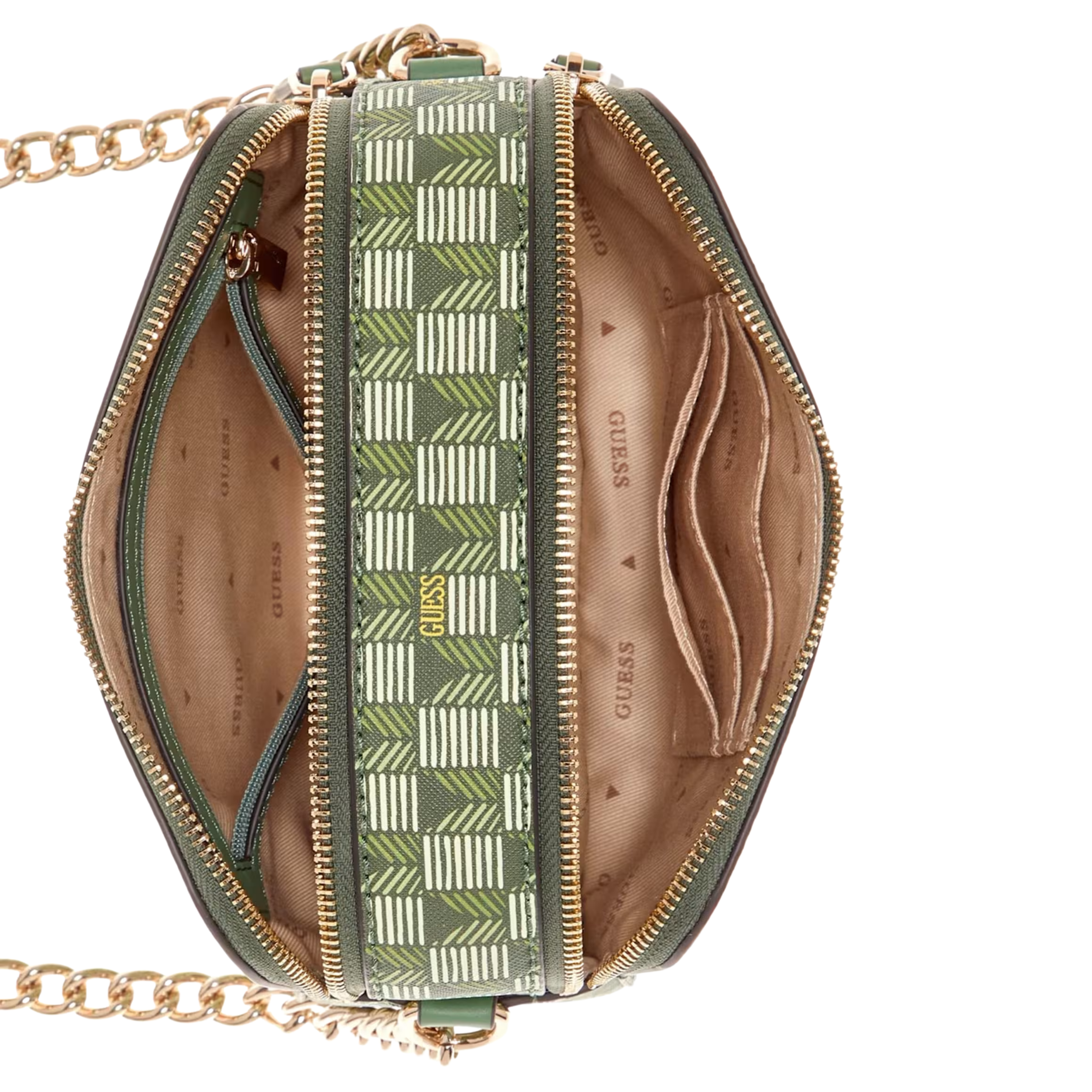 Guess Women Signature Faux Leather Camera Crossbody - Green Logo