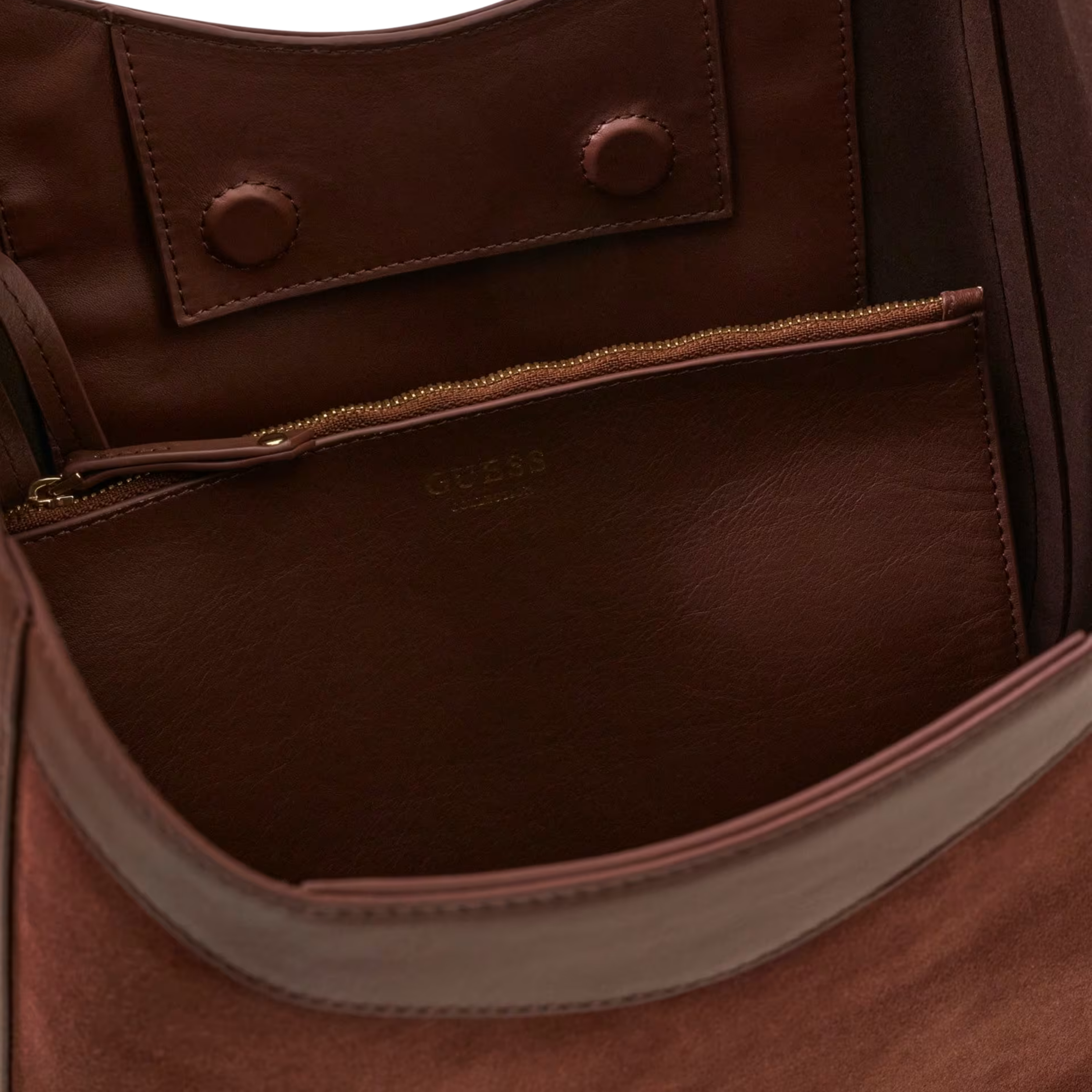 Guess Women Nina Genuine Leather Hobo Bag - Chocolate
