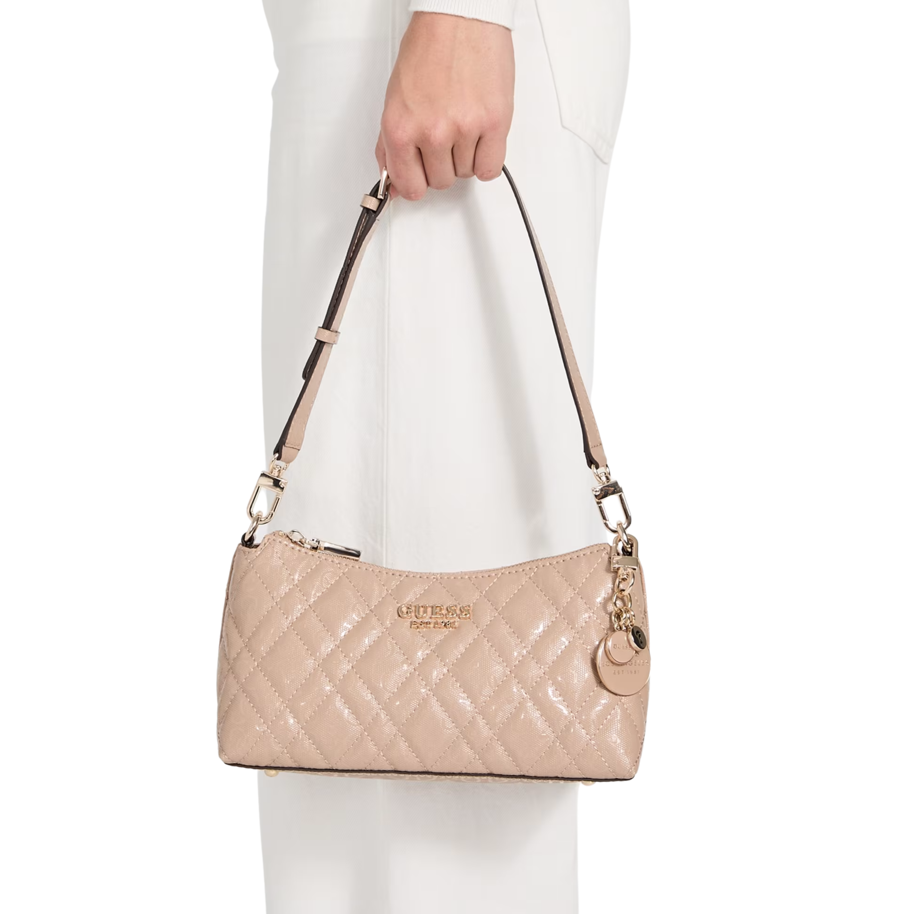 Guess Women Isemay Quilted Shoulder Bag - Beige
