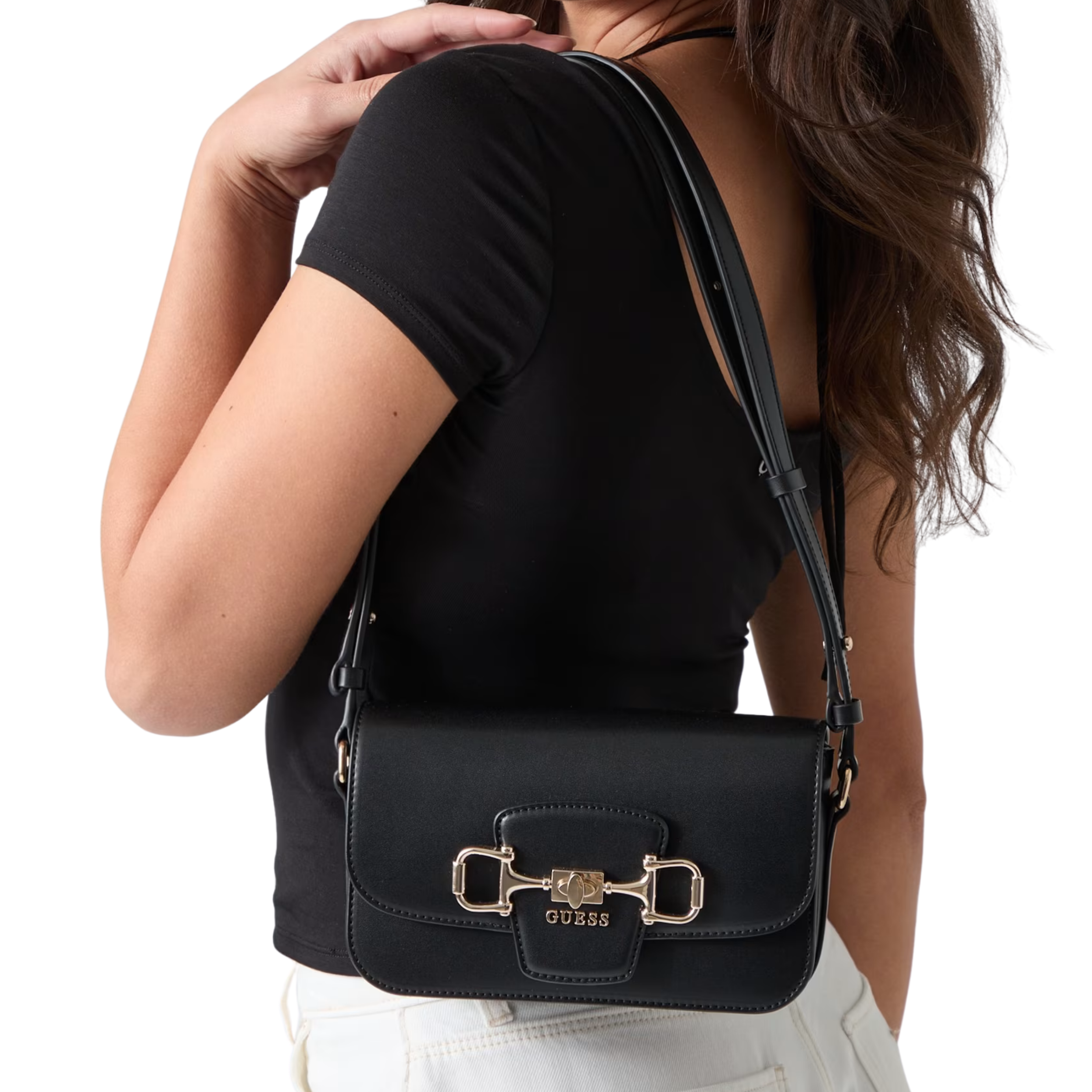 Guess Women Janie Logo Crossbody Bag - Black