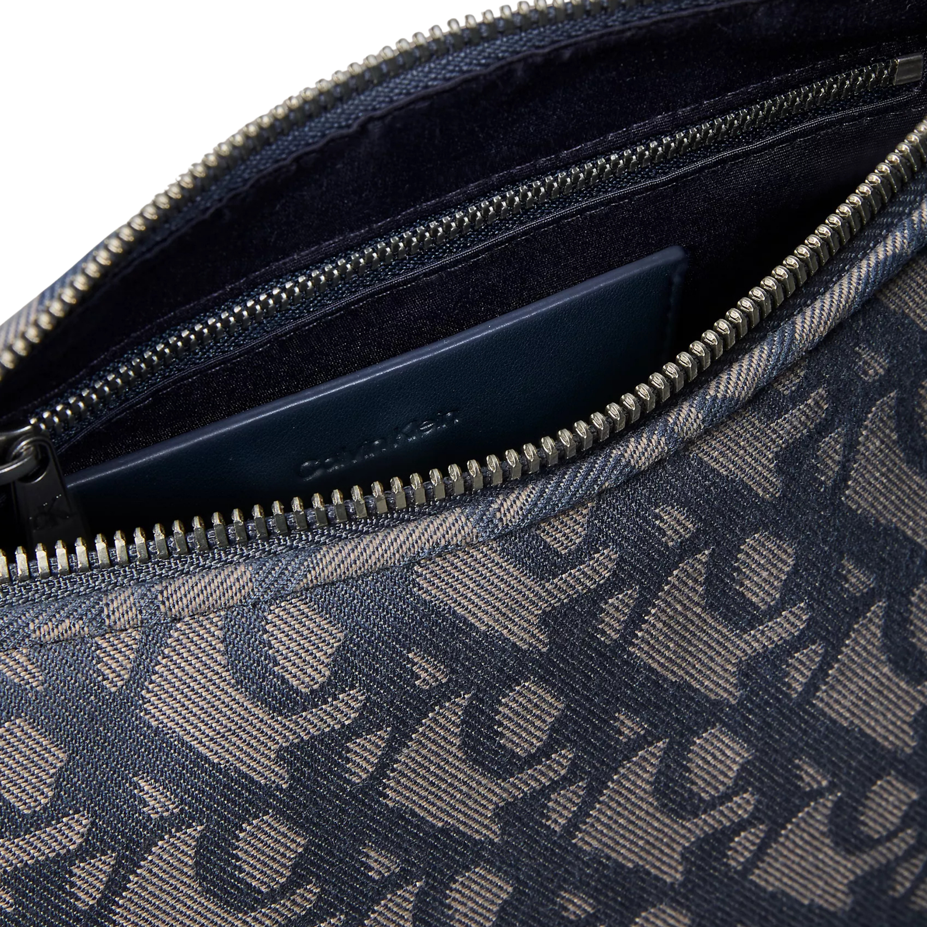 Calvin Klein Women Pleat Monogram Logo Shoulder Bag - Blue Indigo Atmosphere Aop