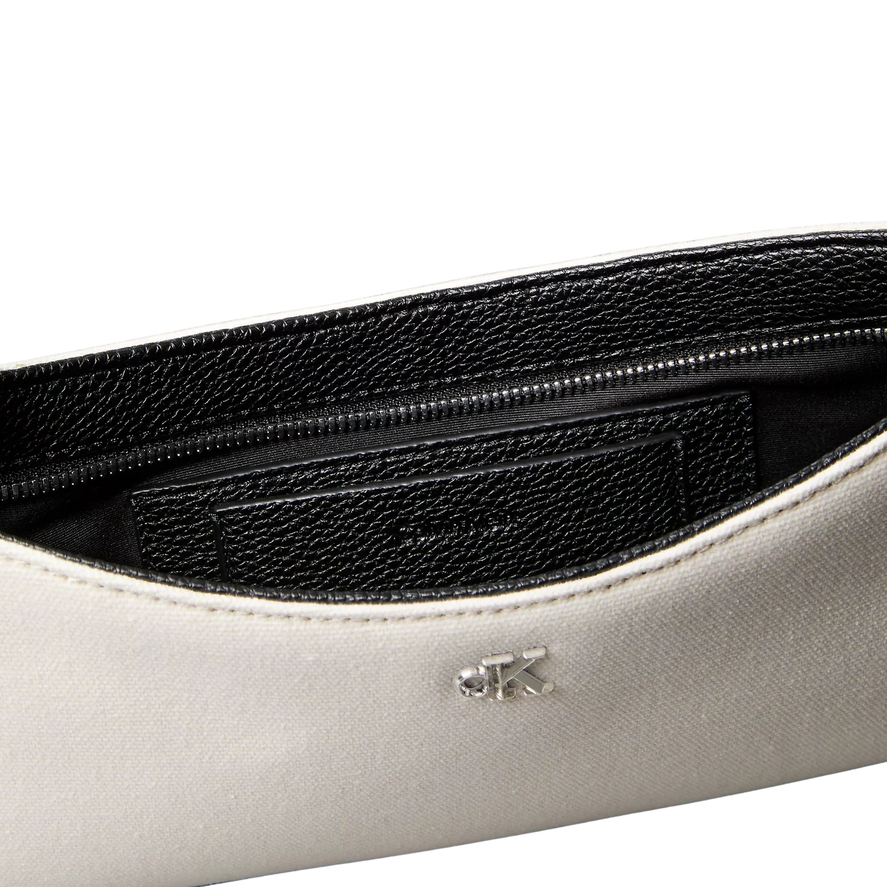 Calvin Klein Women Monogram Canvas Small Shoulder Bag - White Canvas