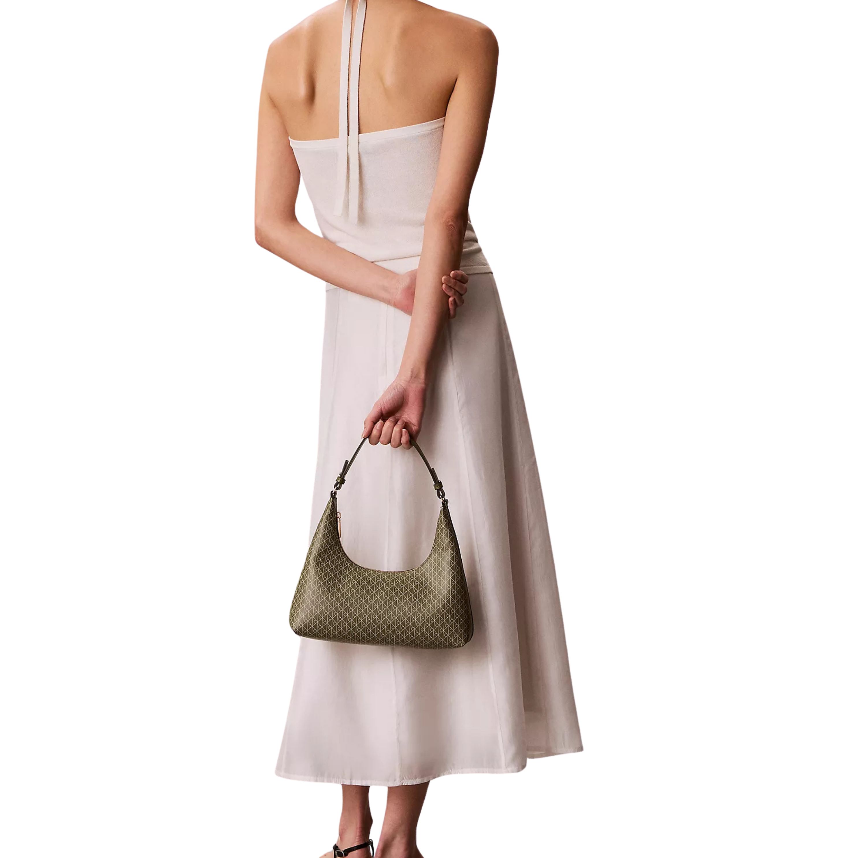 Calvin Klein Women Allover Emblem Logo Shoulder Bag - Olivine Aop