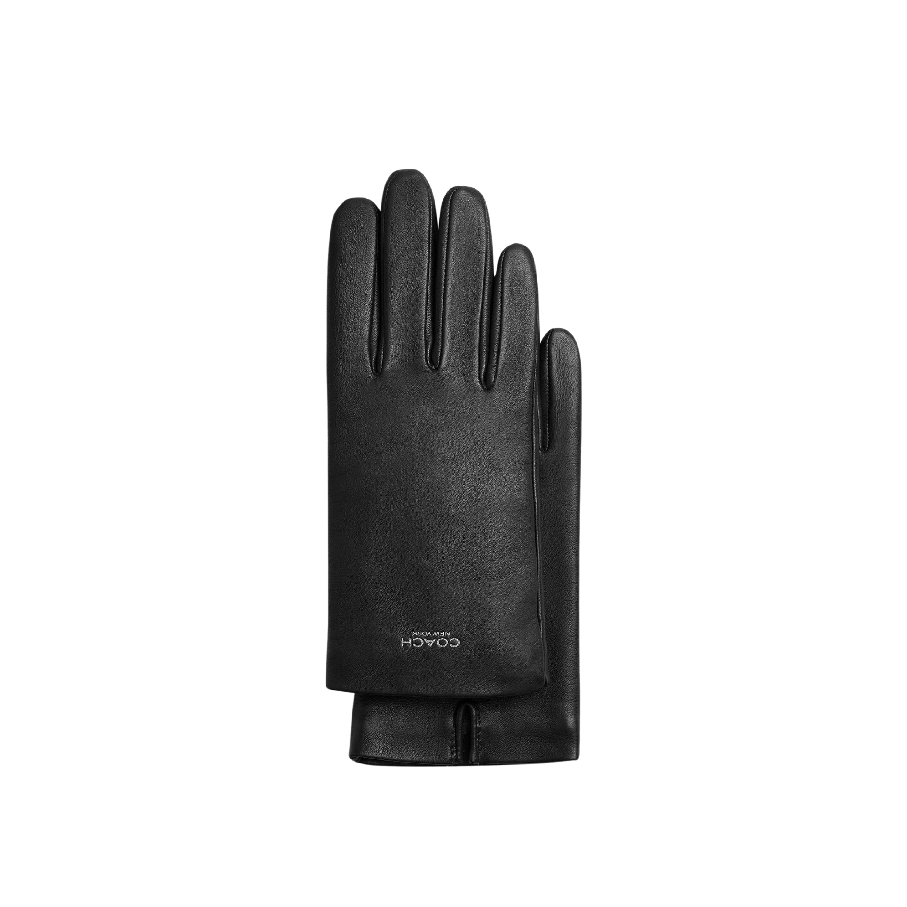 Coach Women Leather Tech Gloves - Black